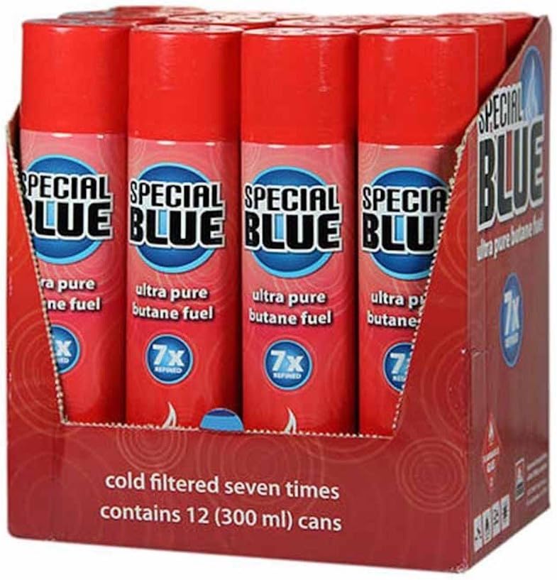 12 cans Special Blue 7X Refined Butane Fuel Includes a TSC Sticker