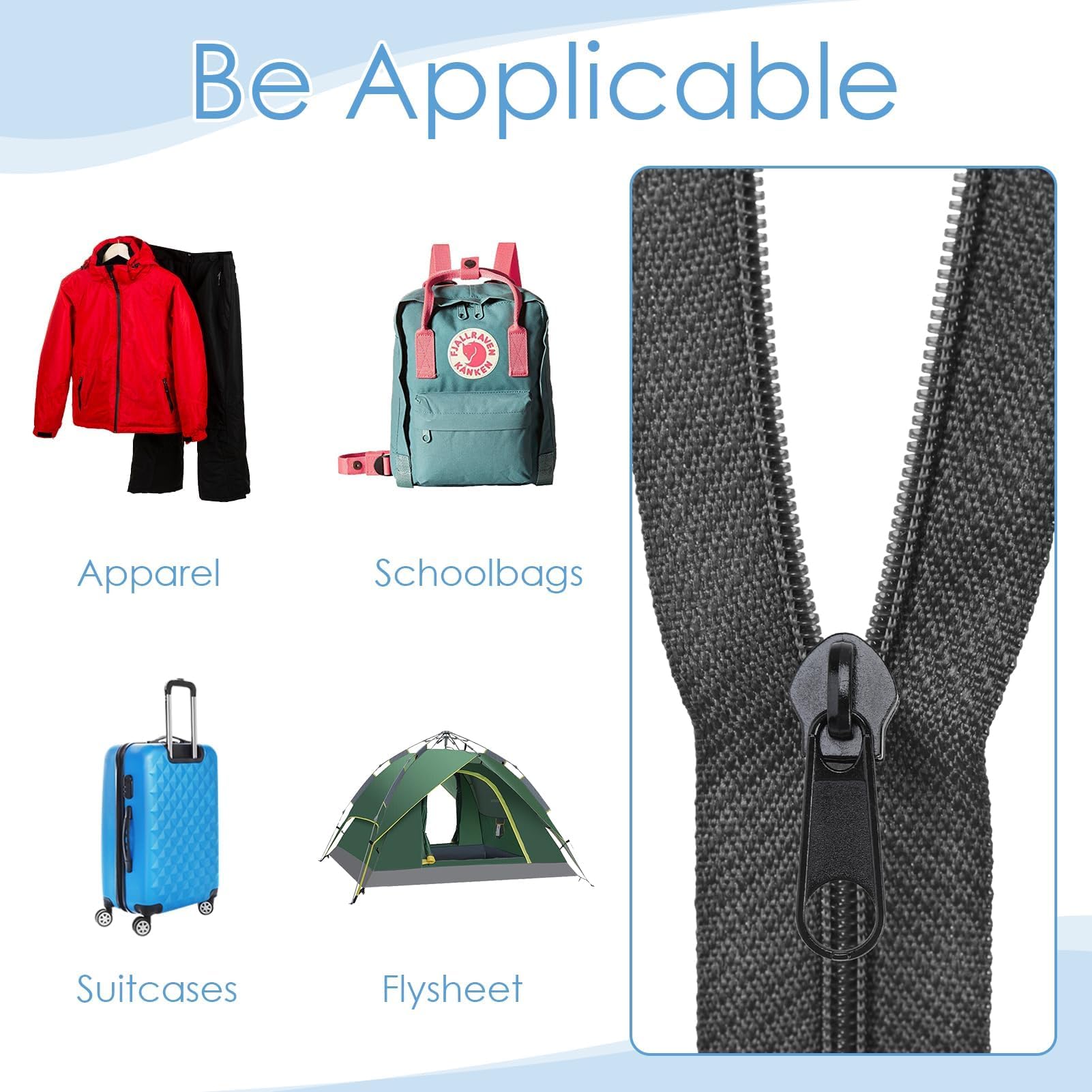 Set 12 Tiretti Cerniere Di Ricambio - 3 Misure Diverse Per Giacche, Zaini E Cappotti - Neri - Foto 9