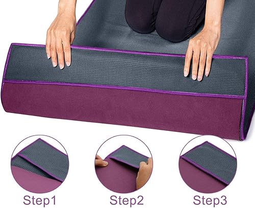 Miniatura 4 de Heathyoga Toalla de yoga caliente antideslizante, toalla de microfibra antideslizante, diseño exclusivo de bolsillos en las esquinas, doble agarre,