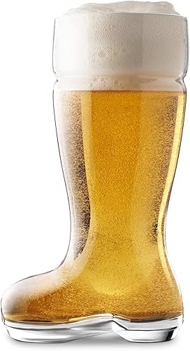 Final Touch Bierstiefel - Bota de cerveza Das de 10 pulgadas, 33 onzas, vidrio en forma de cerveza, apta para lavavajillas, para entusiastas de la