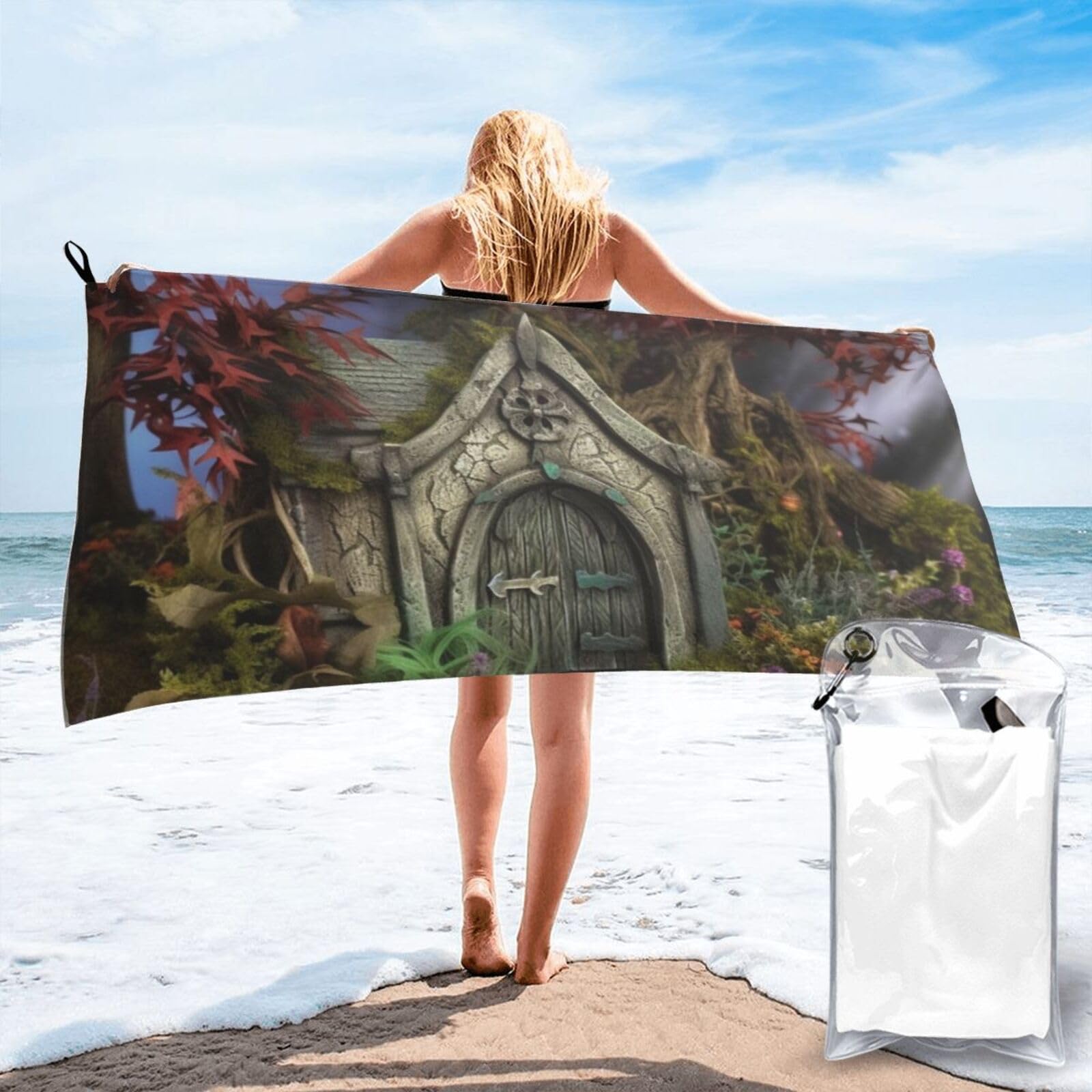 Serviette de plage gothique ultra absorbante et compacte en microfibre