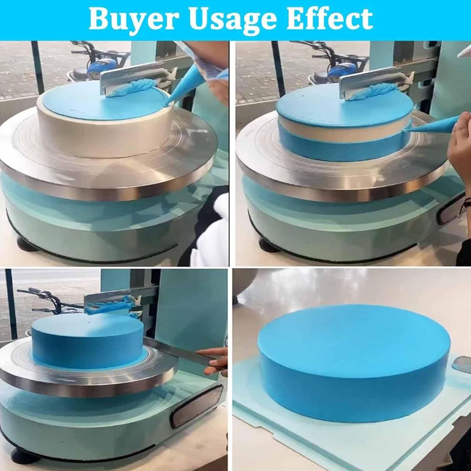 MáQuina AutomáTica FormacióN Hielo para Tartas CumpleañOs Raspador Tartas Ajustable 4 a 12 Pulgadas Nivelador Tartas Esparcidor DecoracióN Crema MáQuina Alisadora,001
