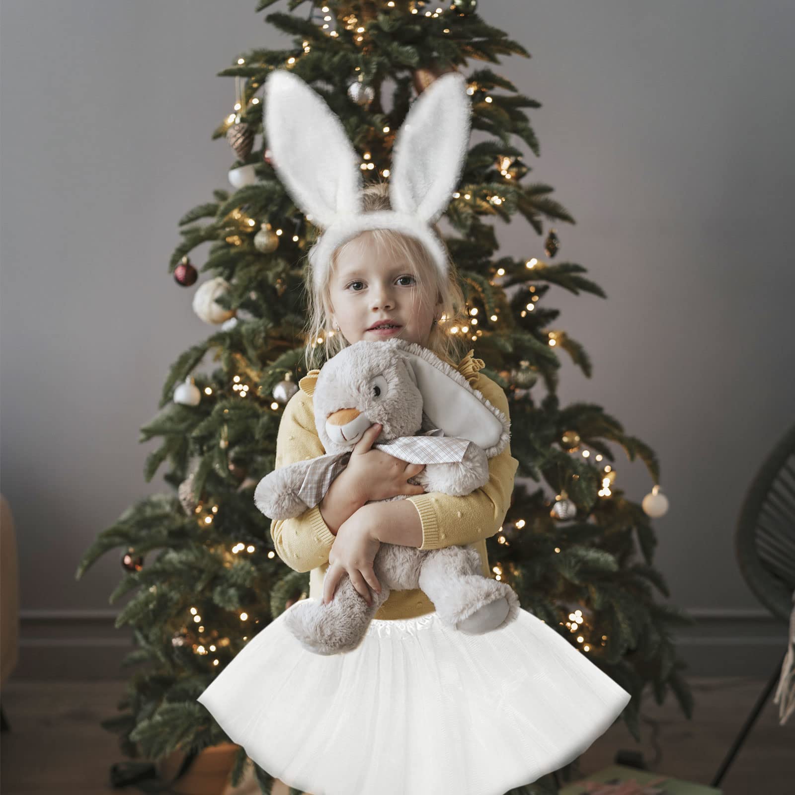 VIKSAUN 4 Pcs Easter Bunny Costume Gifts Rabbit Decoration with Ear Headband Bowtie Tutu Outfit Set - Image 4