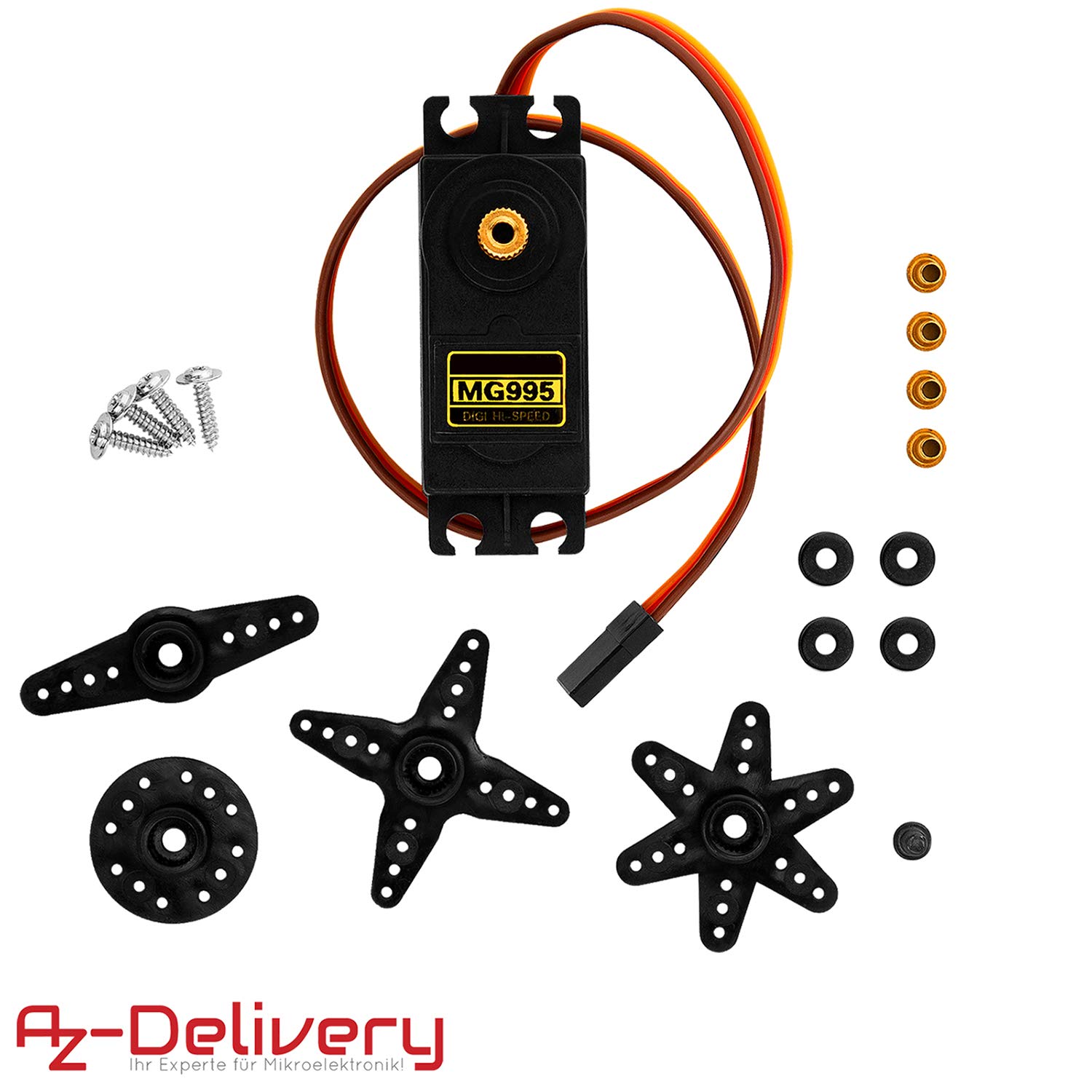 AZDelivery 3X MG995 Micro-Moteur servo numérique pour hélicoptère robotisé RC Compatible avec Arduino et Raspberry Pi y Compris Un eBook