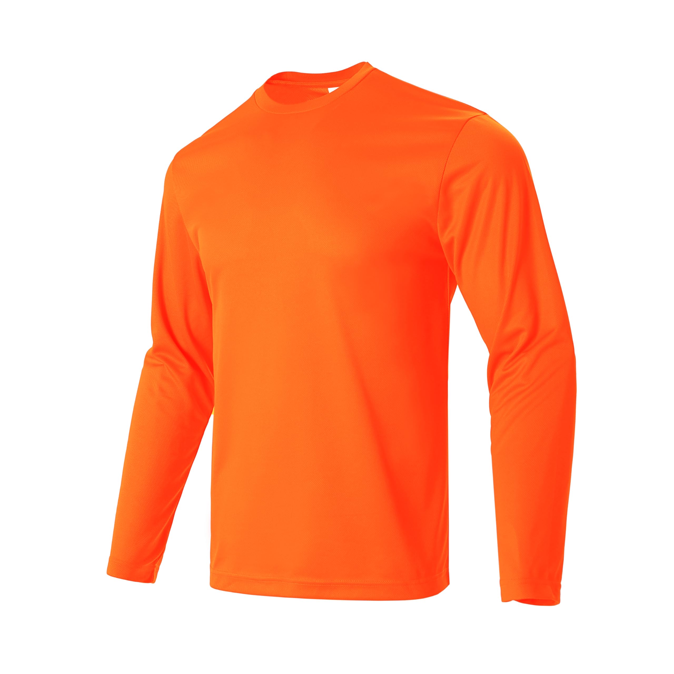 Camiseta de manga larga para hombre, informal, cuello redondo, suave, para correr, natación, ciclismo, pesca, Naranja, Small