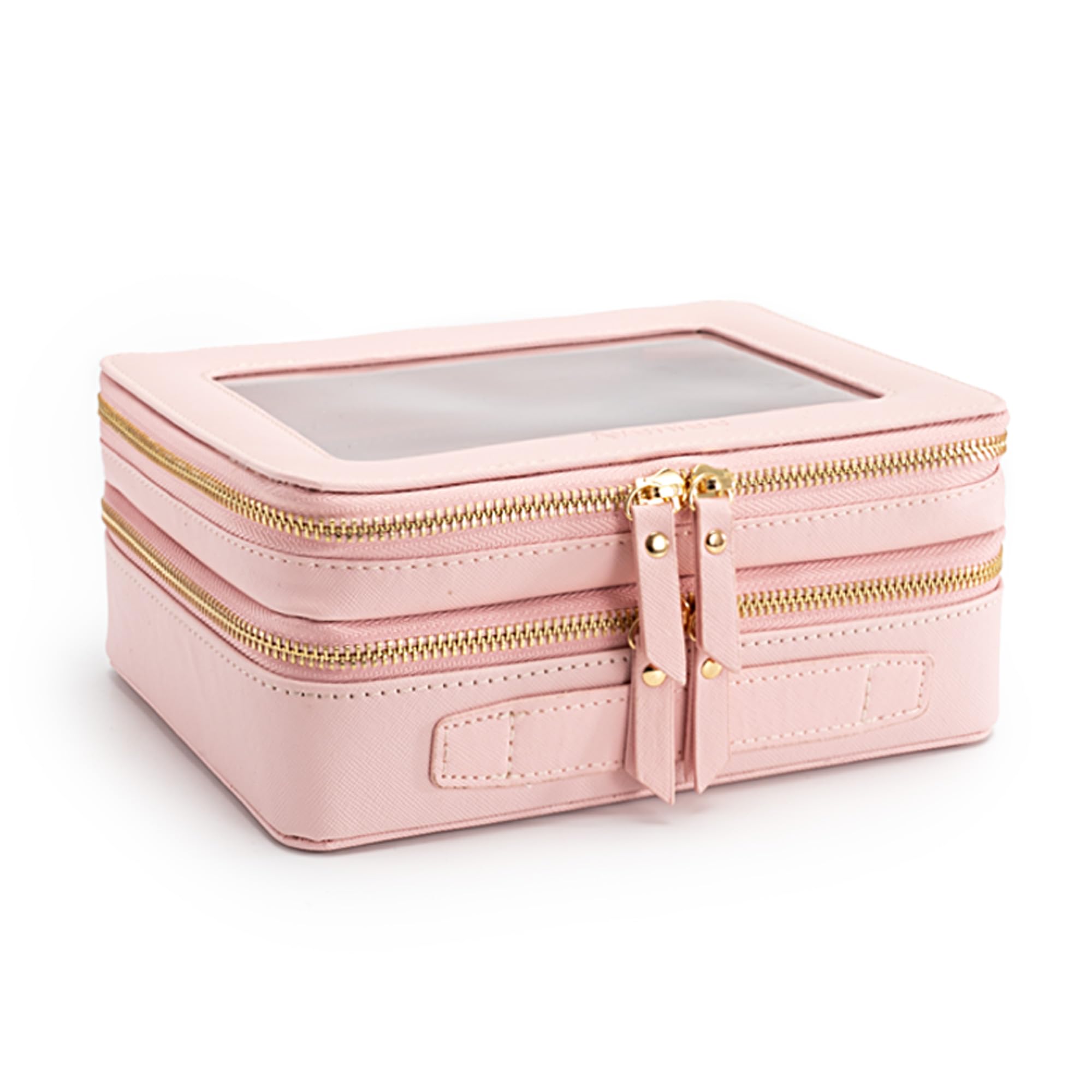 Aveniee Beauty case trasparente piccola, mini beauty case da viaggio organizer per cosmetici, approvato dalla TSA, custodia trasparente con cerniera, essenziale per auto per donne e uomini, Rosa