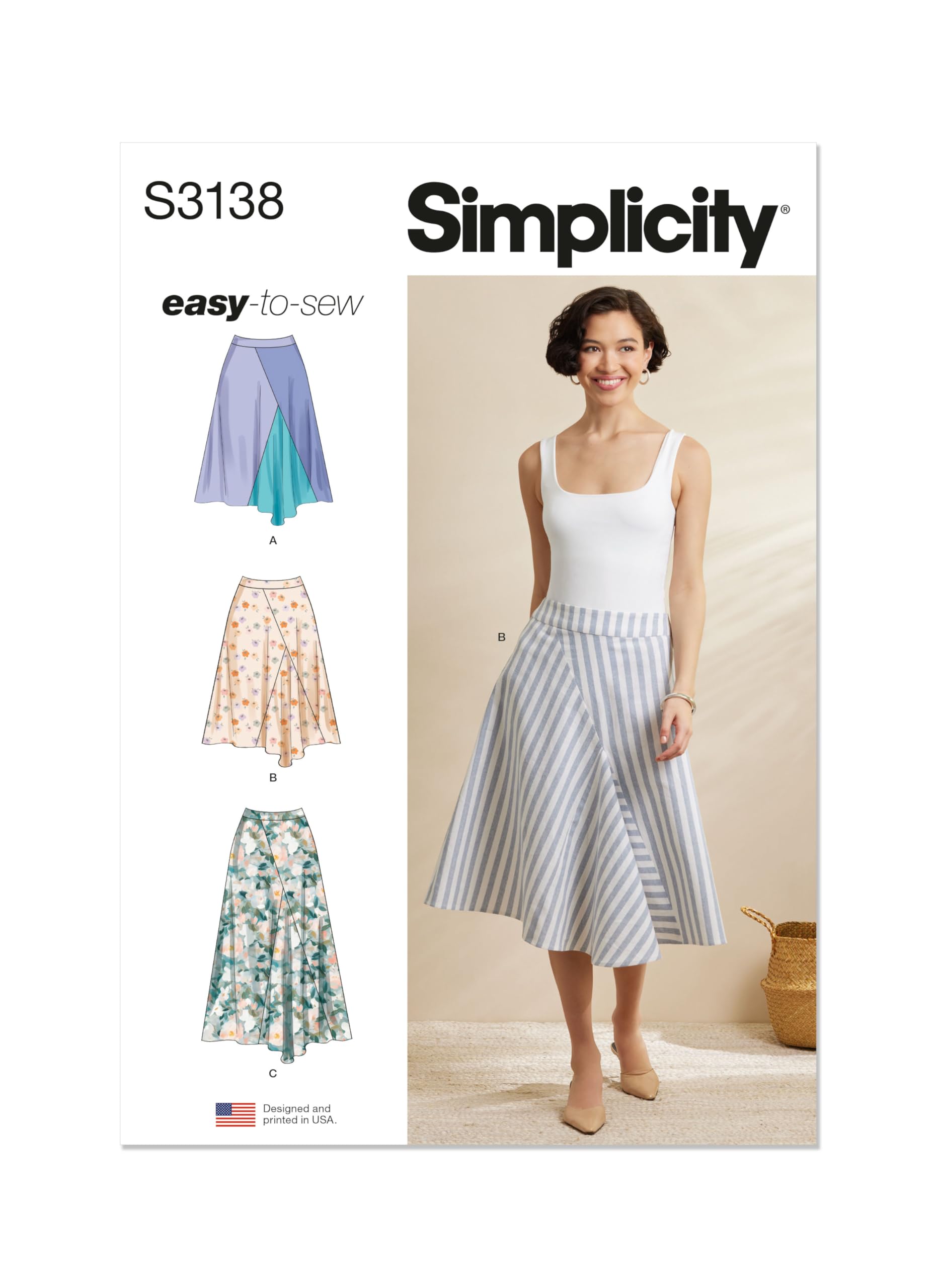 Simplicity Sewing Pattern SS3138K5 Misses' Godet Skirt in Two Lengths K5 (8-10-12-14-16)