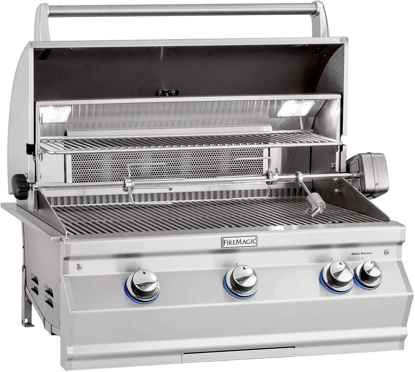 Fire Magic (A540i-6LAN) Aurora Series Built-In Grill, One Infrared Burner, Analog Thermometer, Rotisserie, Natural Gas