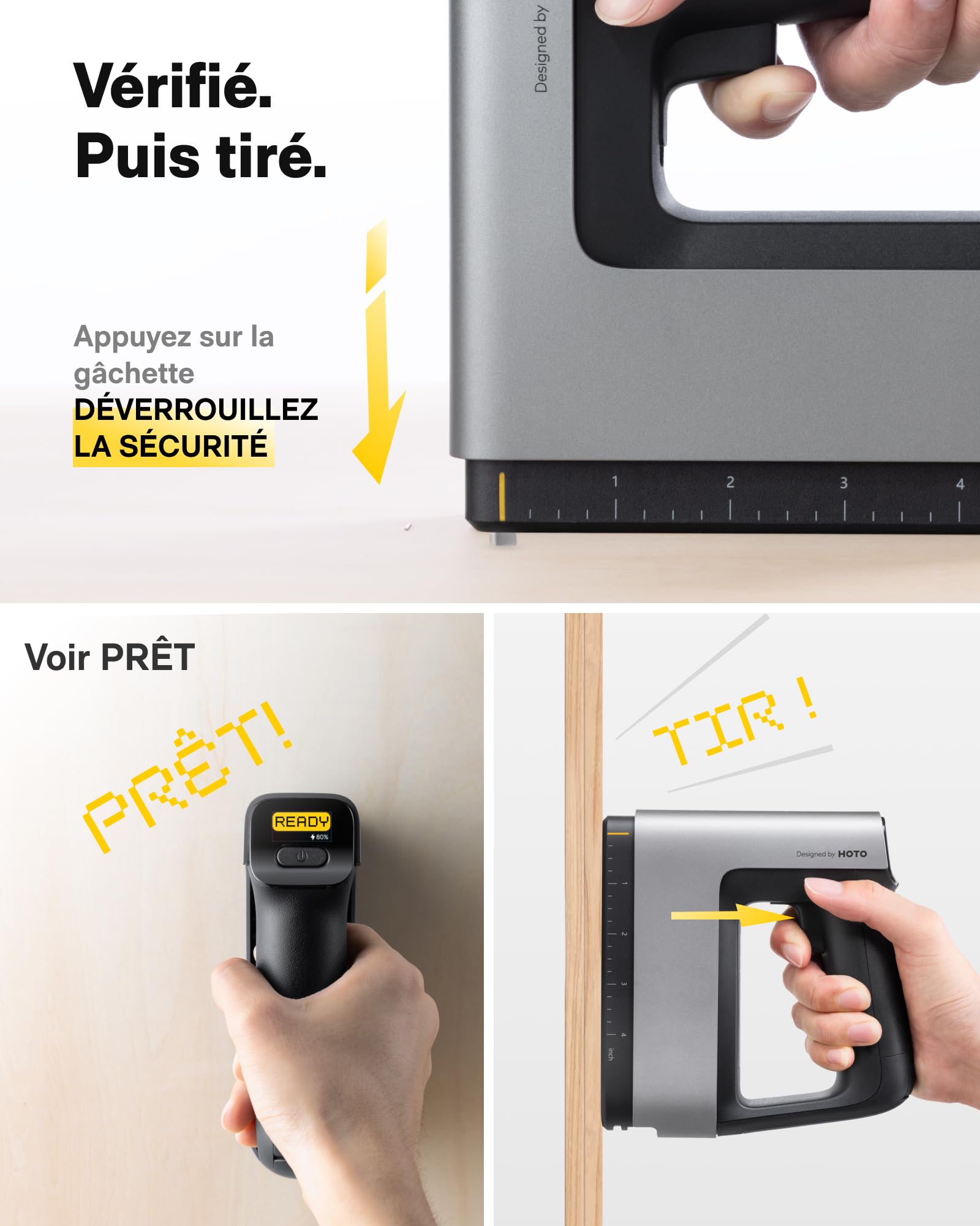 HOTO Pulse, cloueuse sans fil, agrafeuse électrique 4 en 1 pour bois