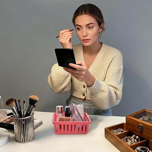 Miniatura 8 de DEAYOU Paquete de 24 cestas de almacenamiento para el aula, pequeñas cestas de plástico para organizar, bandejas de almacenamiento coloridas