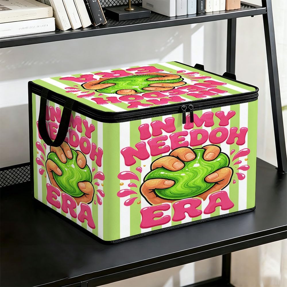 A foldable fabric storage box with a zipper, featuring a cute, glittery dumpling motif; it is lightweight yet spacious, making it ideal for storing everyday items.