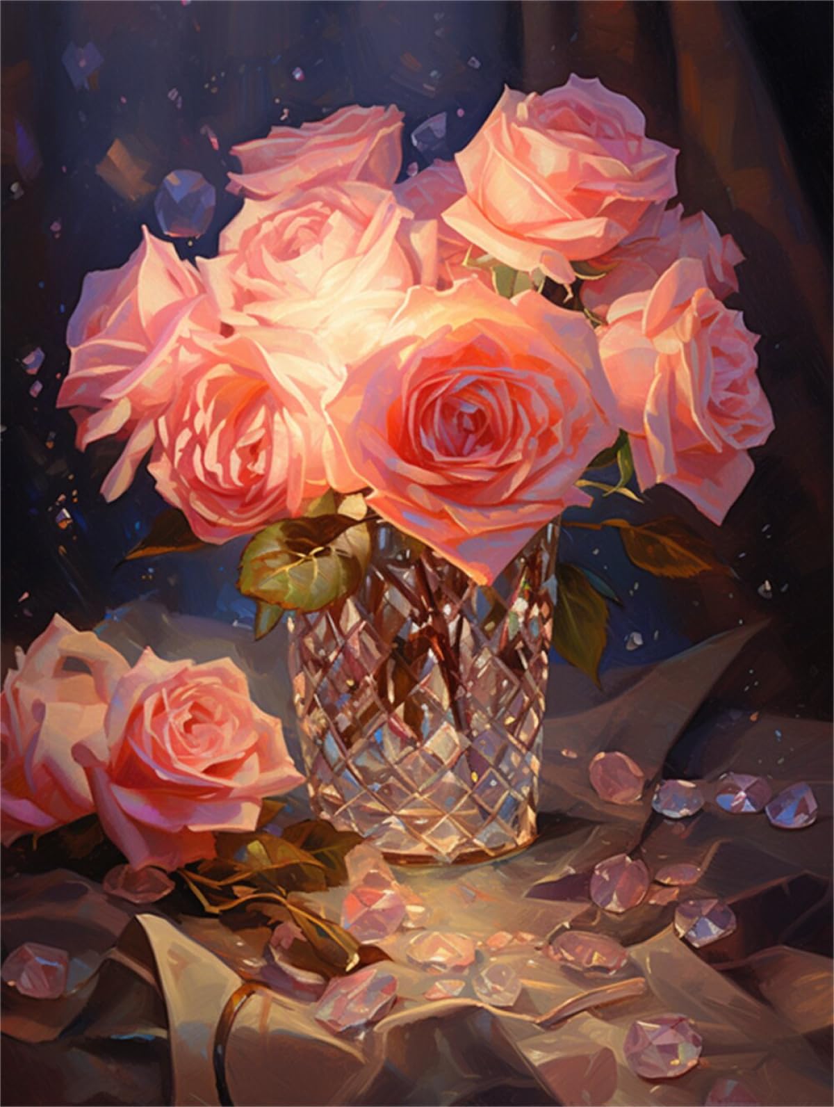Taxpy 11CT Rosas Rosadas Diy Punto De Cruz Kit Completo Flores De Fantasía Kits De Punto De Cruz Para Adultos Y Principiantes,Preimpresos,Estampados,Para Bordar,Manualidades. 80x100cm