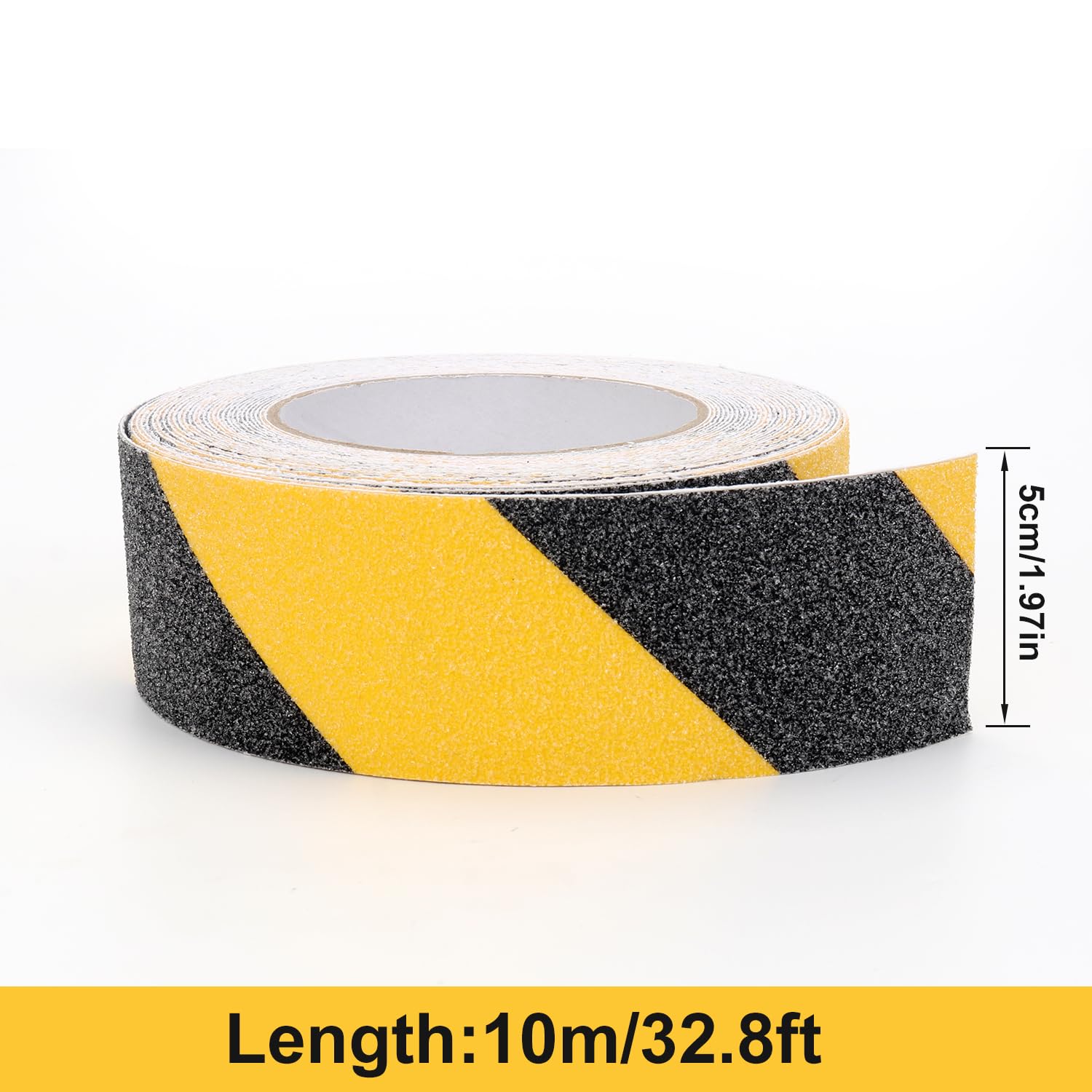 Nastro Antiscivolo Per Scale E Gradini - 5cm X 10m, Adesivo Forte, Alta Trazione, Nero/Giallo - Foto 7