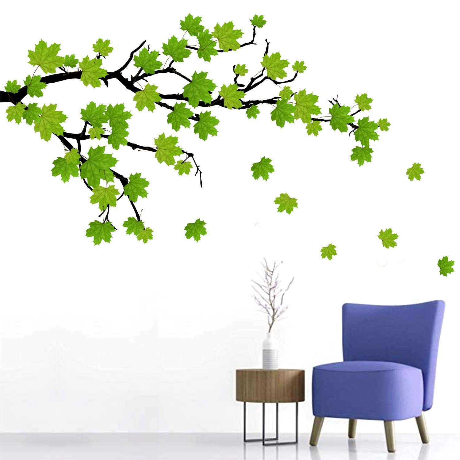 WALLSTICKS  Realistic Effect- Green - Autumn - Maple Leaves - Branch - Nature - Creative - Colourful - Decorative - Wall Sticker  - WS044 (PVC Vinyl - 135 cm X 85 cm) (B089R7LKMP) Amazon Price History, Amazon Price Tracker