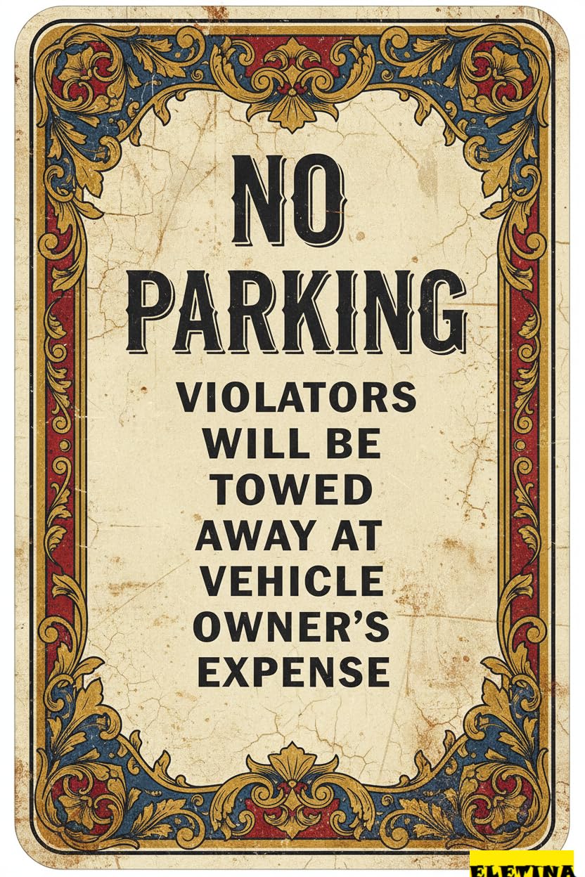 No Parking Violators Will Be Towed Away Metal Vintage Street Safety Sign Garden Driveway High Way Decor 8x12in