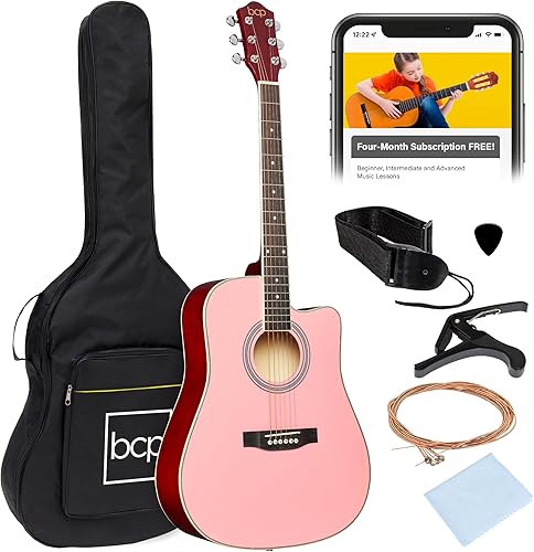 Vista 47 de Best Choice Products - Kit de guitarra acústica para principiantes, 41 pulgadas Negro