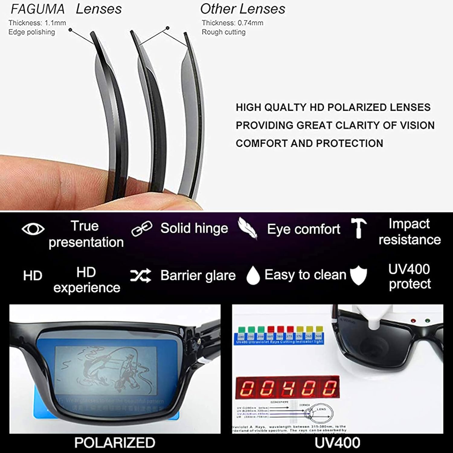 RAKREN Square Polarized Sunglasses for Men and Women Classic Driving Sports Sunglasses Men 100% UV Protection Goggles R03 - Image 5