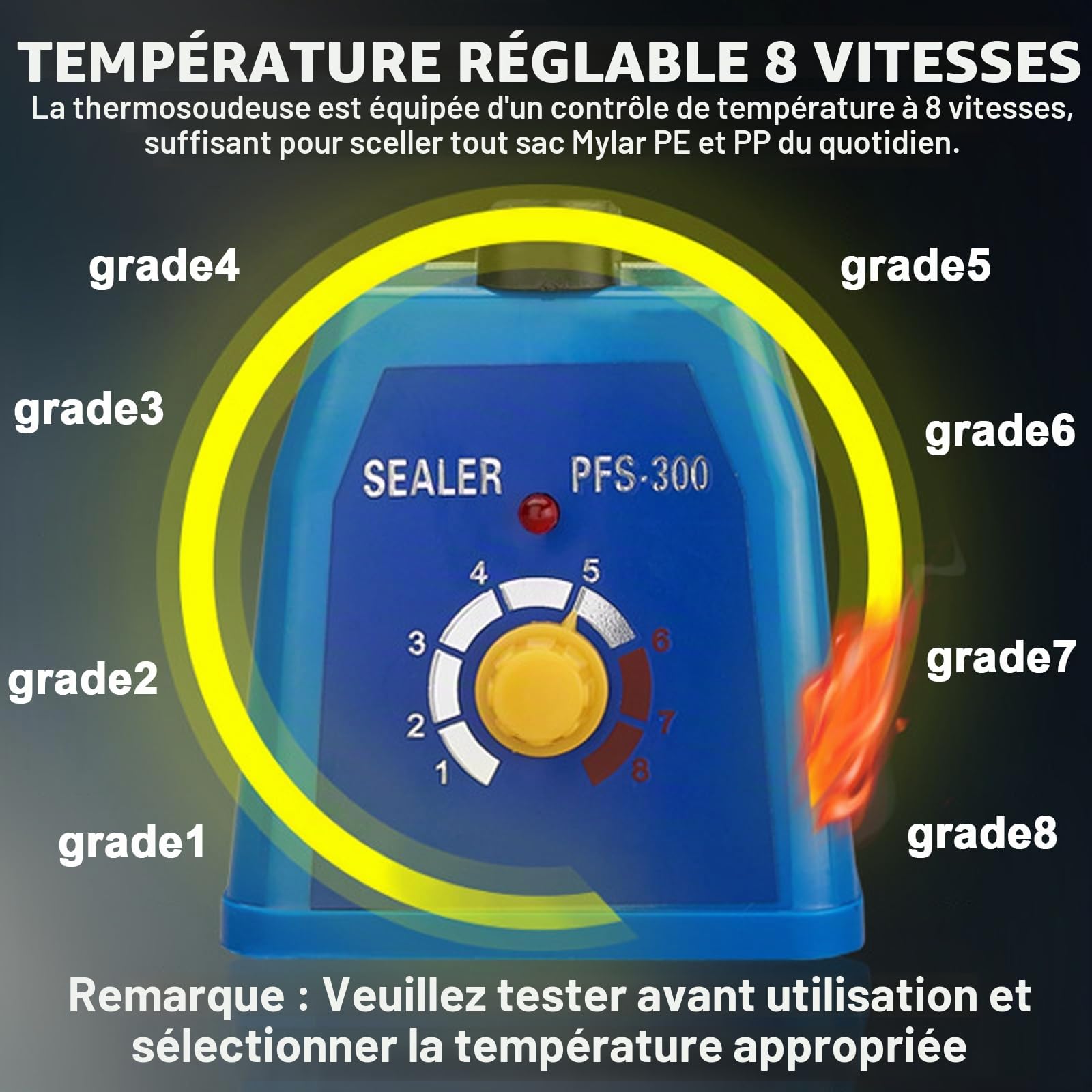 Machine à sceller à chaud 300 mm - Machine à sceller des films en plastique - Largeur d'étanchéité : 3 mm - Soudeuse portable - Pour films plastiques thermoplastiques
