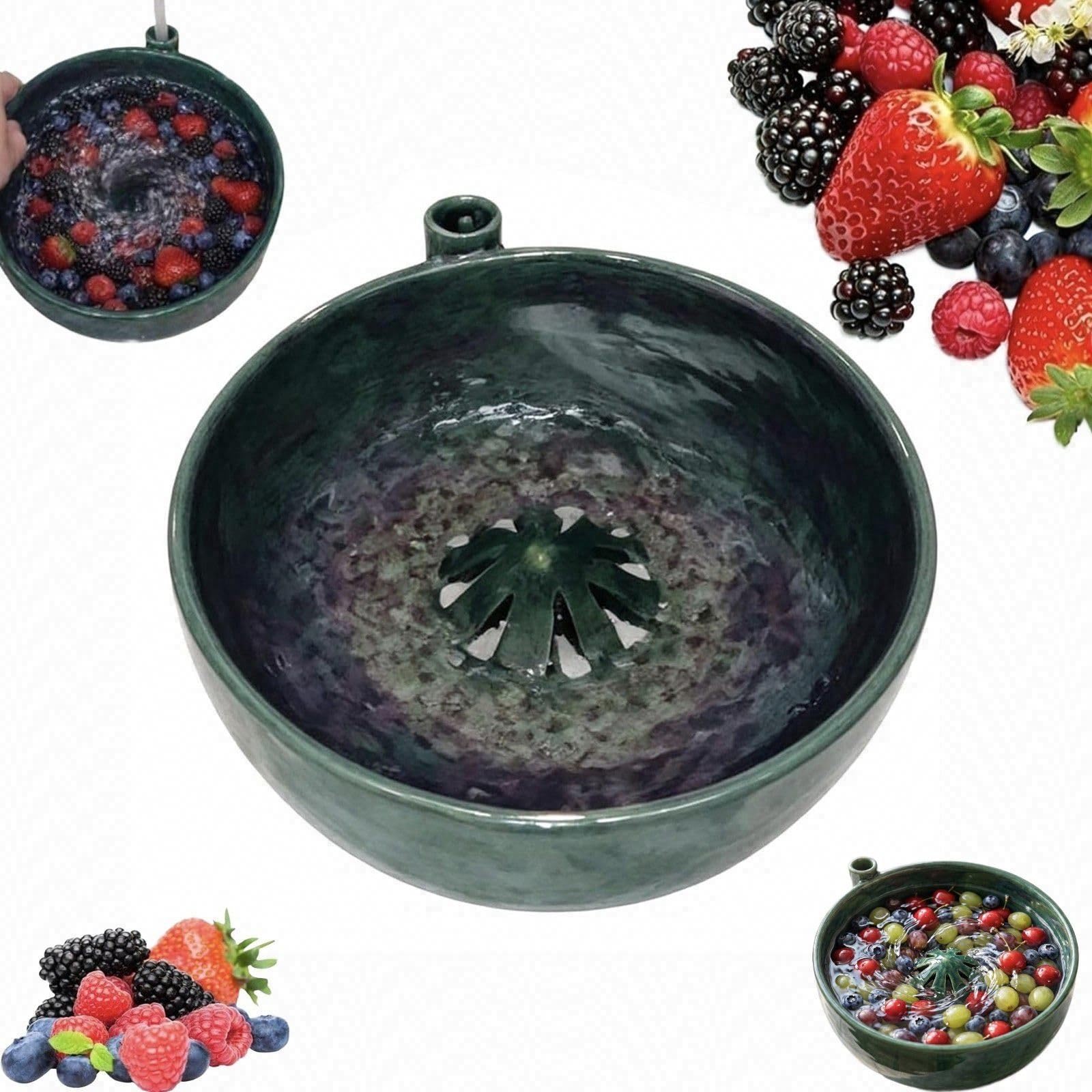 Berry Swirl Bowl, Self Spinning Berry Washing Bowl, Fruit and Vegetable Washer with Drain, Automatic Berry Wash Bowl, Quickly Wash, Multipurpose Berry Wash Drain Basket for Kitchen