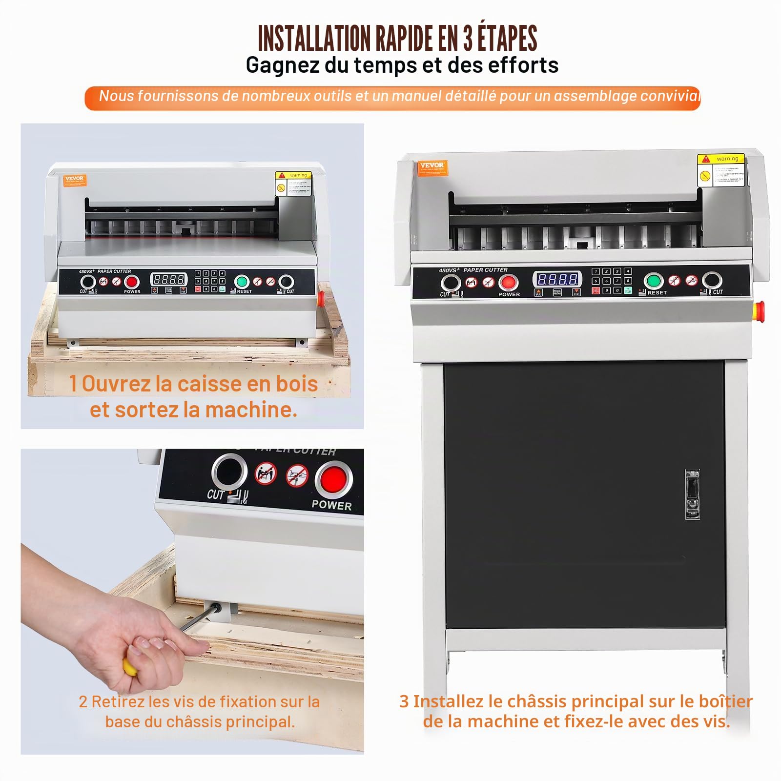 VEVOR Massicot Électrique, Coupe-papier Automatique Largeur de Coupe de 450 mm Épaisseur de Coupe de 40 mm, Coupeuse de Papier Industrielle, avec Écran LCD Intelligent, pour Bureau Imprimerie