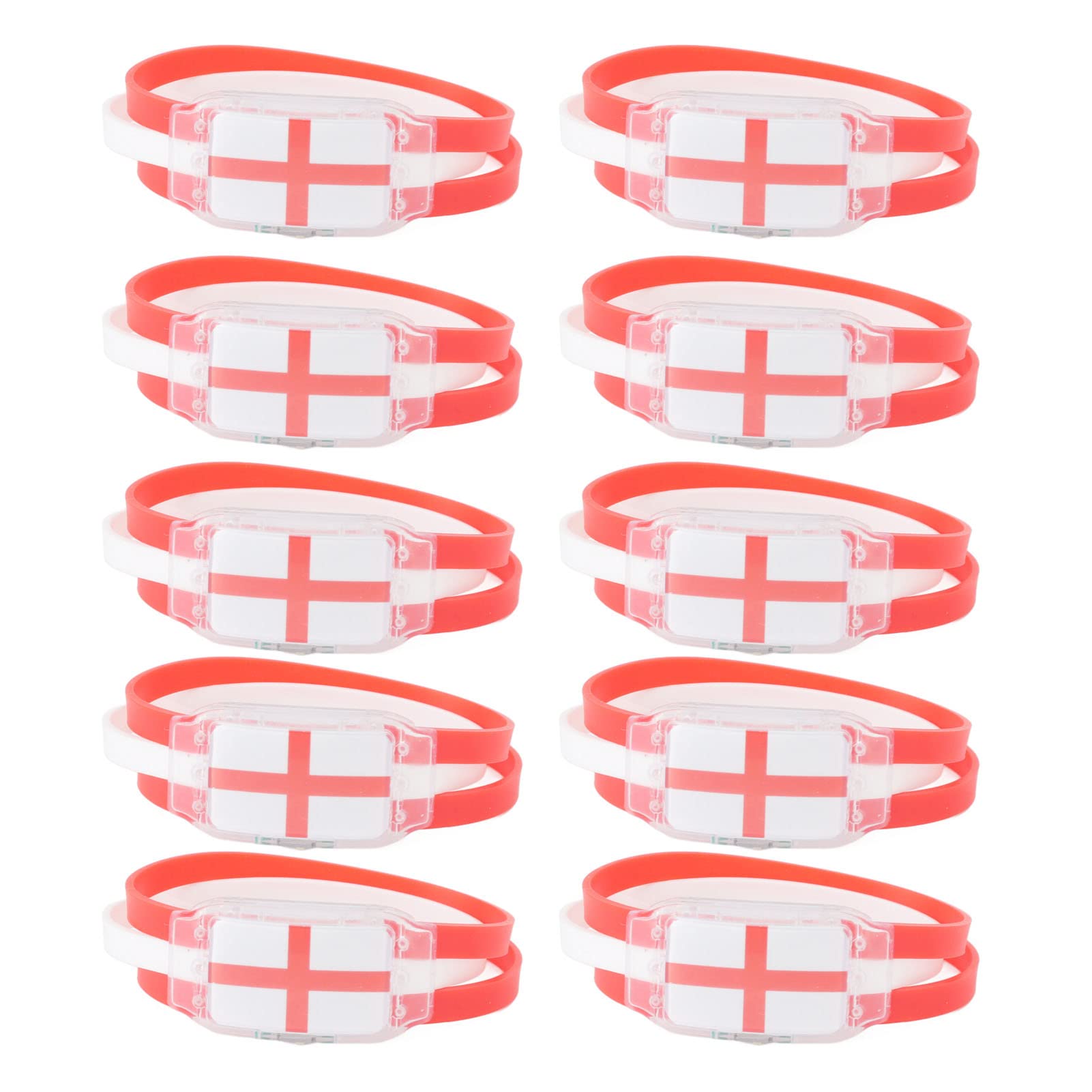 Picysa 10 Pcs Glow in The Dark Silicone Wristbands - National Flag Color LED Bracelets, Light Up Cheering Wristband for Soccer Football Fans Party Sport Events Supplies England