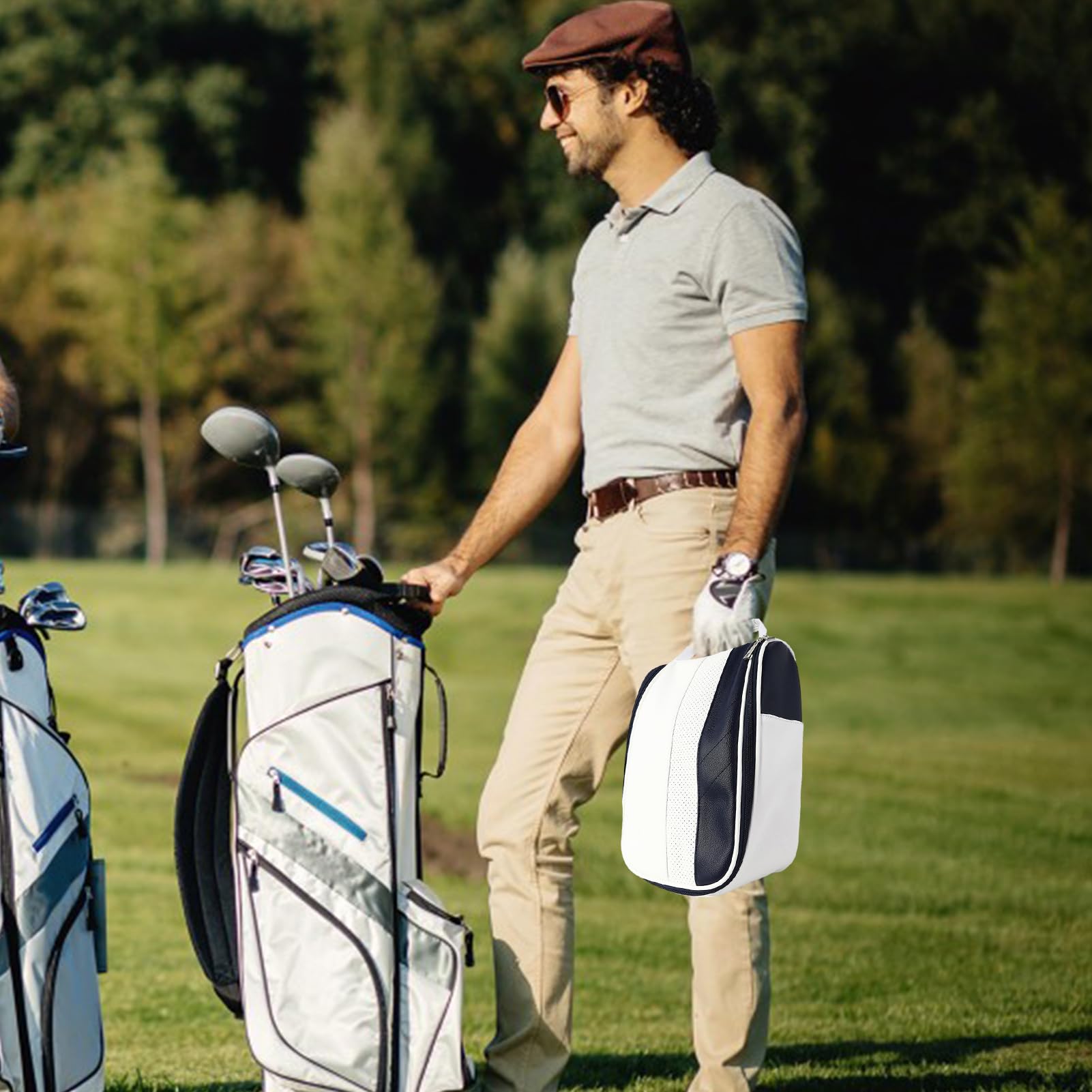Golf-Schuhtasche, Reise-Schuhtaschen, wasserabweisende Reise-Schuhtaschen, schwarz und weiß, Golfschuh-Taschen für Herren/Damen, Outdoor-Reißverschluss-Tragetaschen mit Golf-Zubehör, für Radfahren,