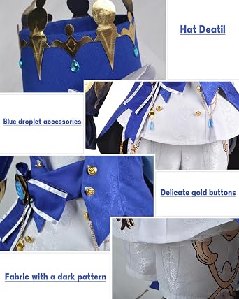 CR ROLECOS Genshin Impact Focalors Lynette Navia Cosplay Costume With Wig Outfit for Halloween Christmas Parties