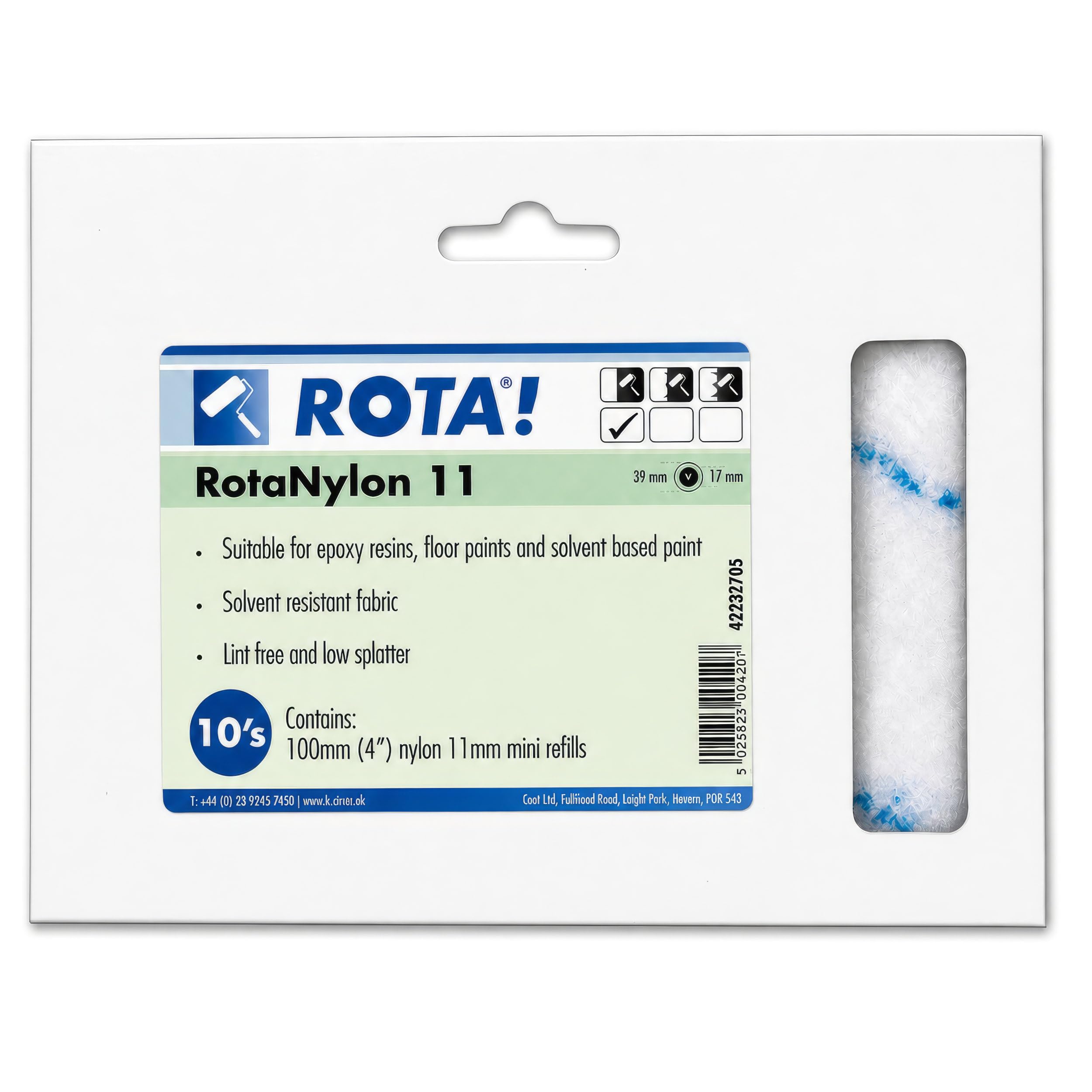 White Solvent Resistant Nylon Paint Rollers 4 Inch | 100Mm Medium Pile (11Mm)