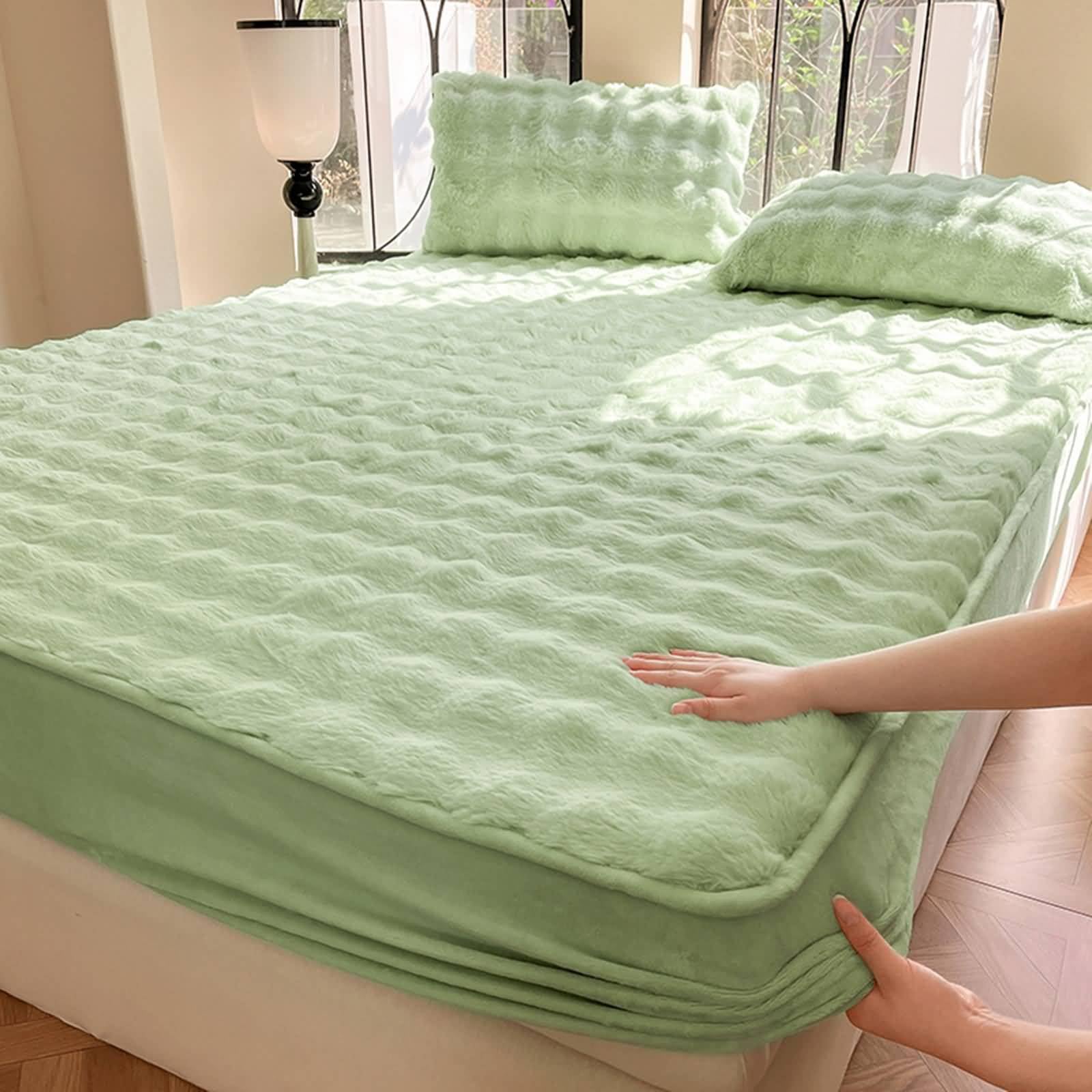 Daesar - Bajeras Cama,Ropa Cama Felpa Color Sólido Sabana Encimera Verde,150 x 200 cm