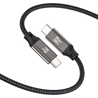 80Gbps Thunderbolt 5 Cable, up to 120Gbps Bandwidth, 240W Fast Charging, 16K@60Hz, 4K@540Hz USB C Video Cable, Compatible for Thunderbolt 4/3, USB4, SSD, MacBook M4 Pro, Dock, eGPU, 3.3FT