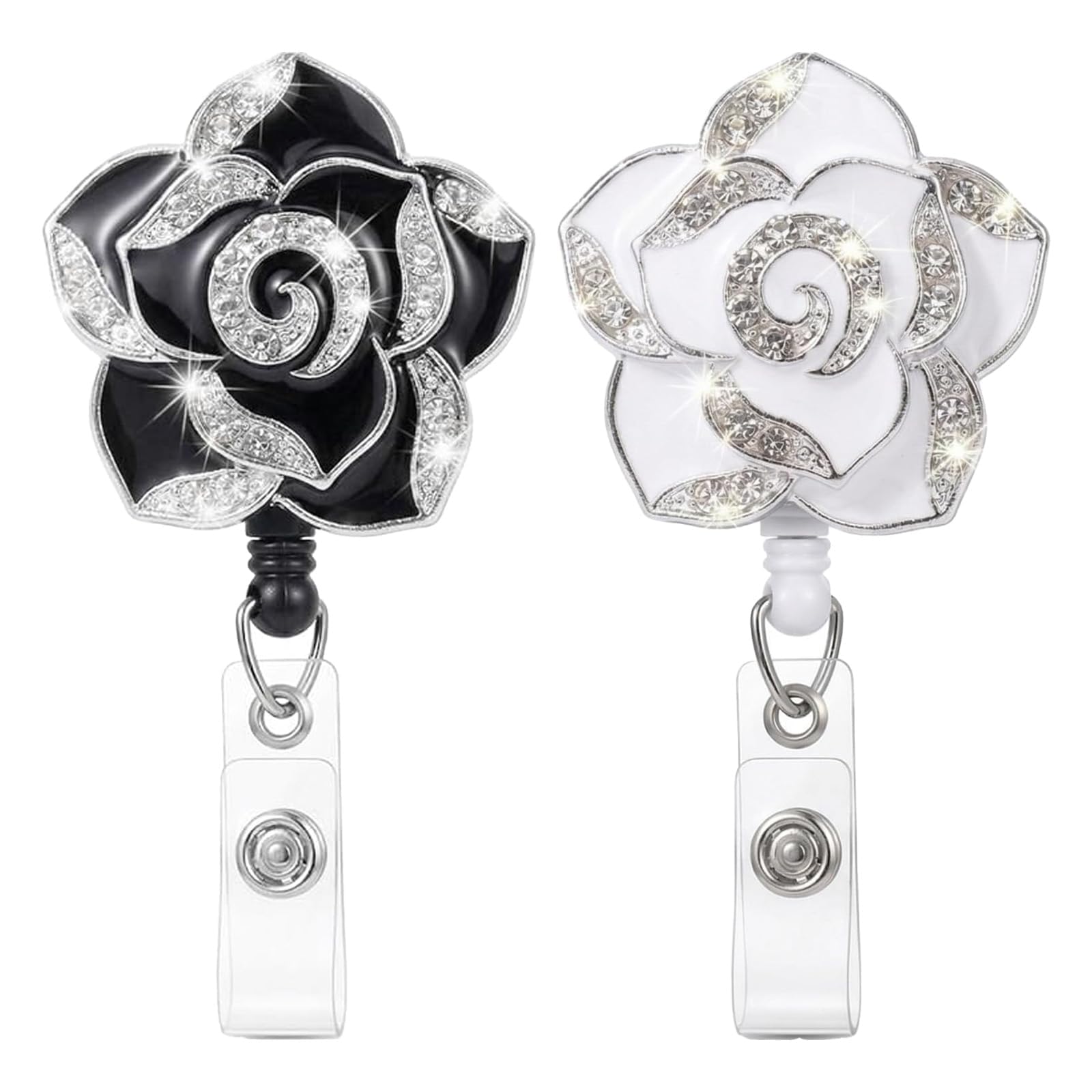 2 Pack Retractable Cute Badge Reel, Flower Badge Reel Holder
