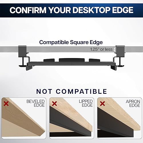 Miniatura 7 de VIVO Bandeja deslizante pequeña para teclado y mouse de computadora debajo del escritorio, cajón de plataforma extraíble de 20 x 11 pulgadas,