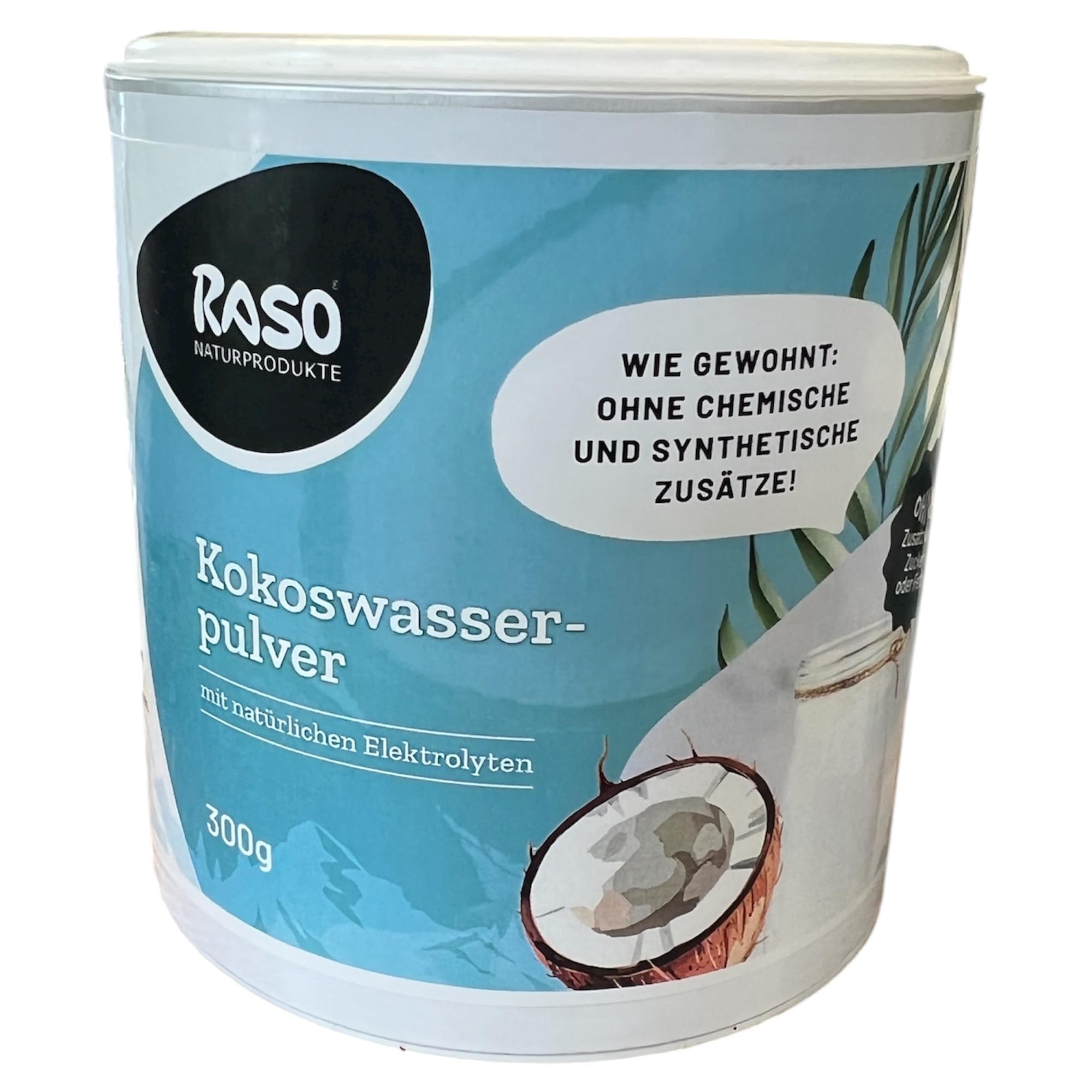 RASO Kokoswasserpulver 300g – 100% reines Kokoswasser Pulver – Reich an Kalium & natürlichen Elektrolyten – Vegan, ohne Zuckerzusatz – Ideal für Sport, Fitness & Smoothies