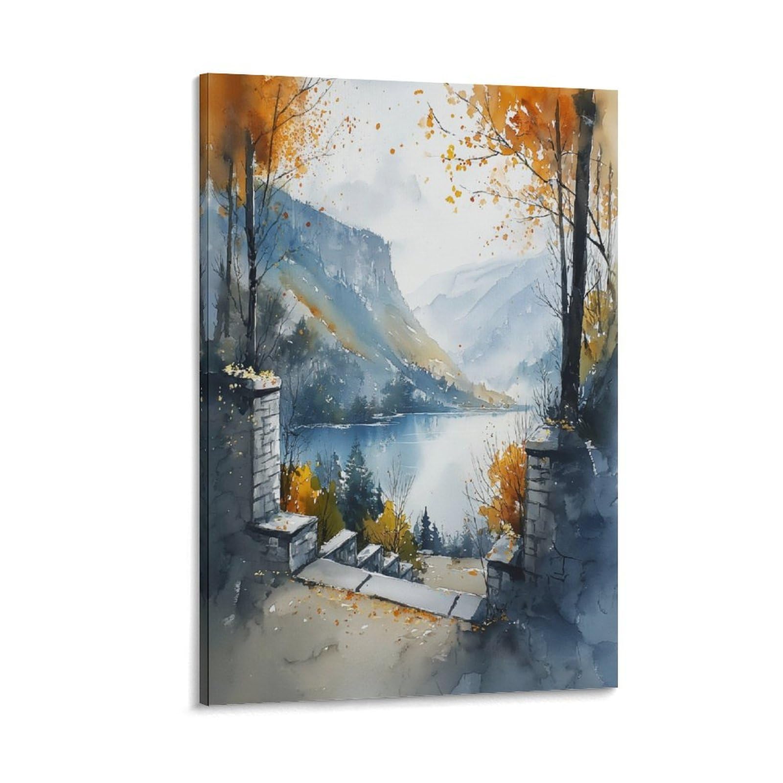 XWYMXZ Finger Lakes Watercolor Painting Travel Posters 20x30inch(50x75cm) Vintage Watercolor Canvas Art