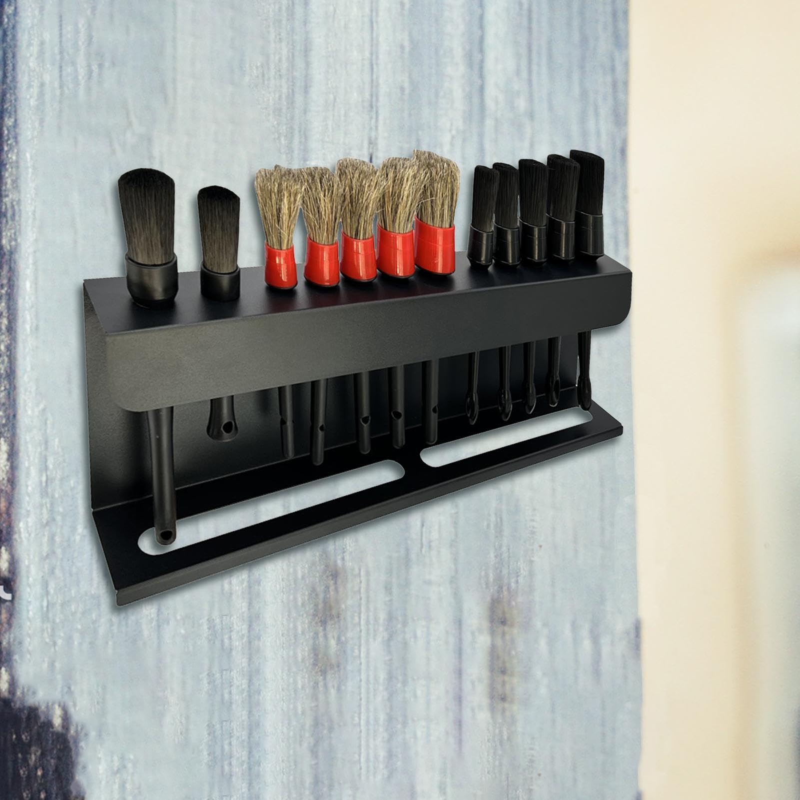 Organizador de brochas de escritorio, soporte para brochas de maquillaje, soporte de múltiples compartimentos para almacenar y organizar cepillos, manteniéndolos verticales y de fácil acceso ( )