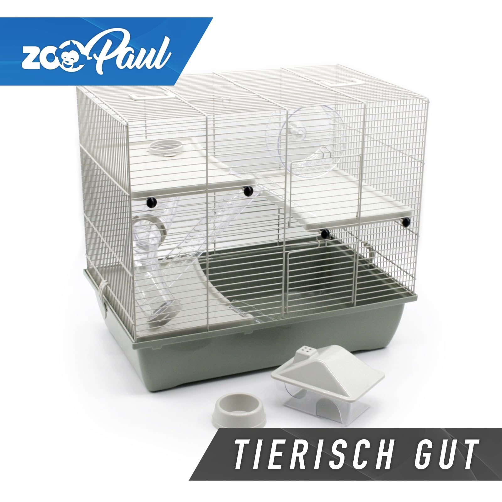 ZooPaul Nagerkäfig Hamsterkäfig Deluxe Pastel in grau grün inkl. Zubehör für Kleintiere Nager Hamster usw.