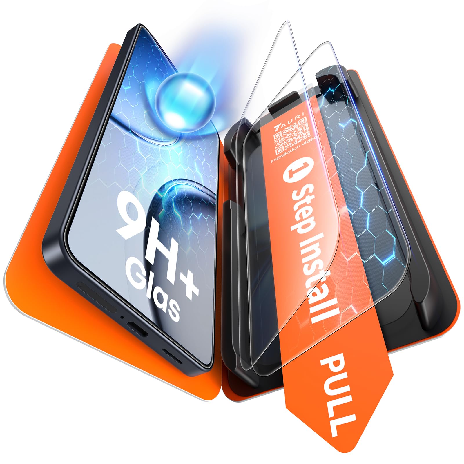 TAURI 2 Stück für Samsung Galaxy A37 5G Panzerglas mit Staubfreie Montagehilfe, 9H Glas Displayschutz, Full Screen Stoßfest Schutzfolie, Blasenfreie Anti-Fingerabdruck-Folie, Kompatibel mit Hülle