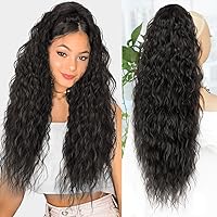 Vista 9 de ALXNAN Cola de caballo con clip de garra, extensión de cola de caballo marrón oscuro de 26 pulgadas para mujer, extensiones de cabello sintético