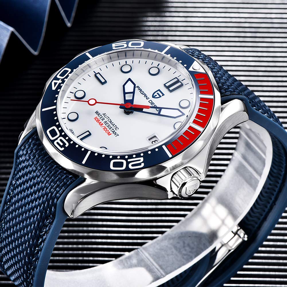 Pagani Design 1667 Orologio da uomo automatico alla moda per immersioni subacquee NH35 Movimento Rotante Lunetta in Ceramica Impermeabile Nylon Gomma Business Sport Orologio a carica automatica
