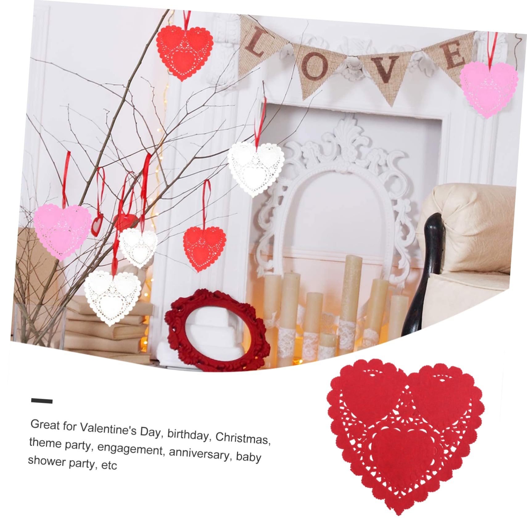 Cabilock 3 Sätze Papierauflage Hochzeitsdeko Weihnachtsdeko Tortendeko Firmung Funkeln Transparent Verpackungspapier Hochzeit Dekoration Deckchen in Liebesform Desktop-deckchen 300 Blatt*3