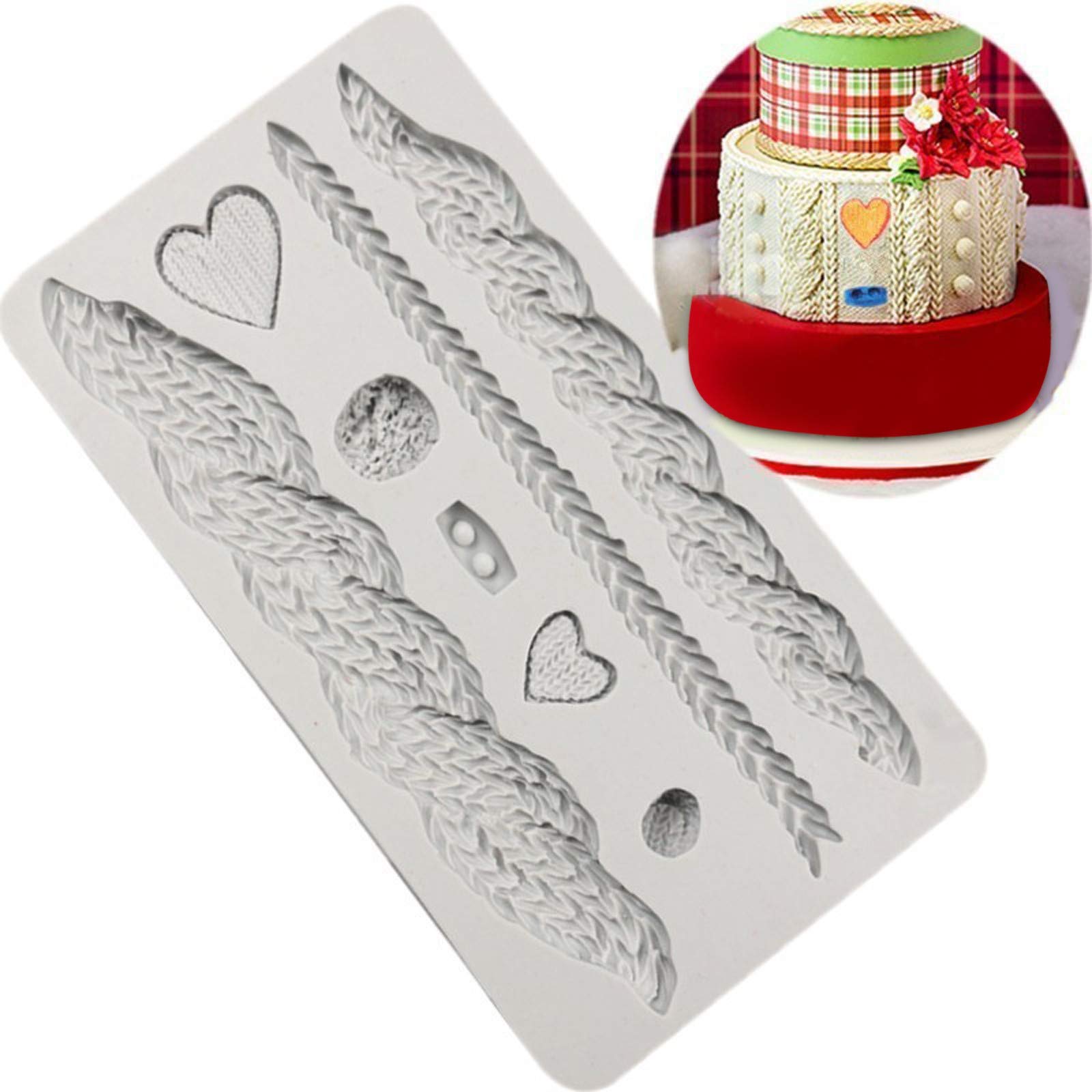 Molds Mold Fondant Cake Knitting Cake Mold Border Texture Silicone Cake Mould Small Nonstick Pan for Air Fryer