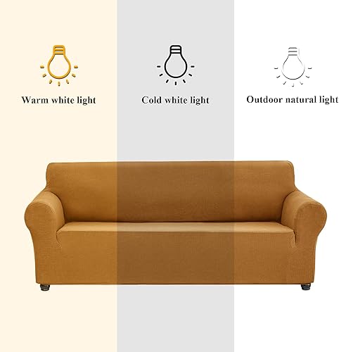 Miniatura 3 de Joccun - Funda elástica para sofá de 1 pieza, funda de sofá de tela jacquard de elastano con parte inferior elástica, protector de muebles lavable