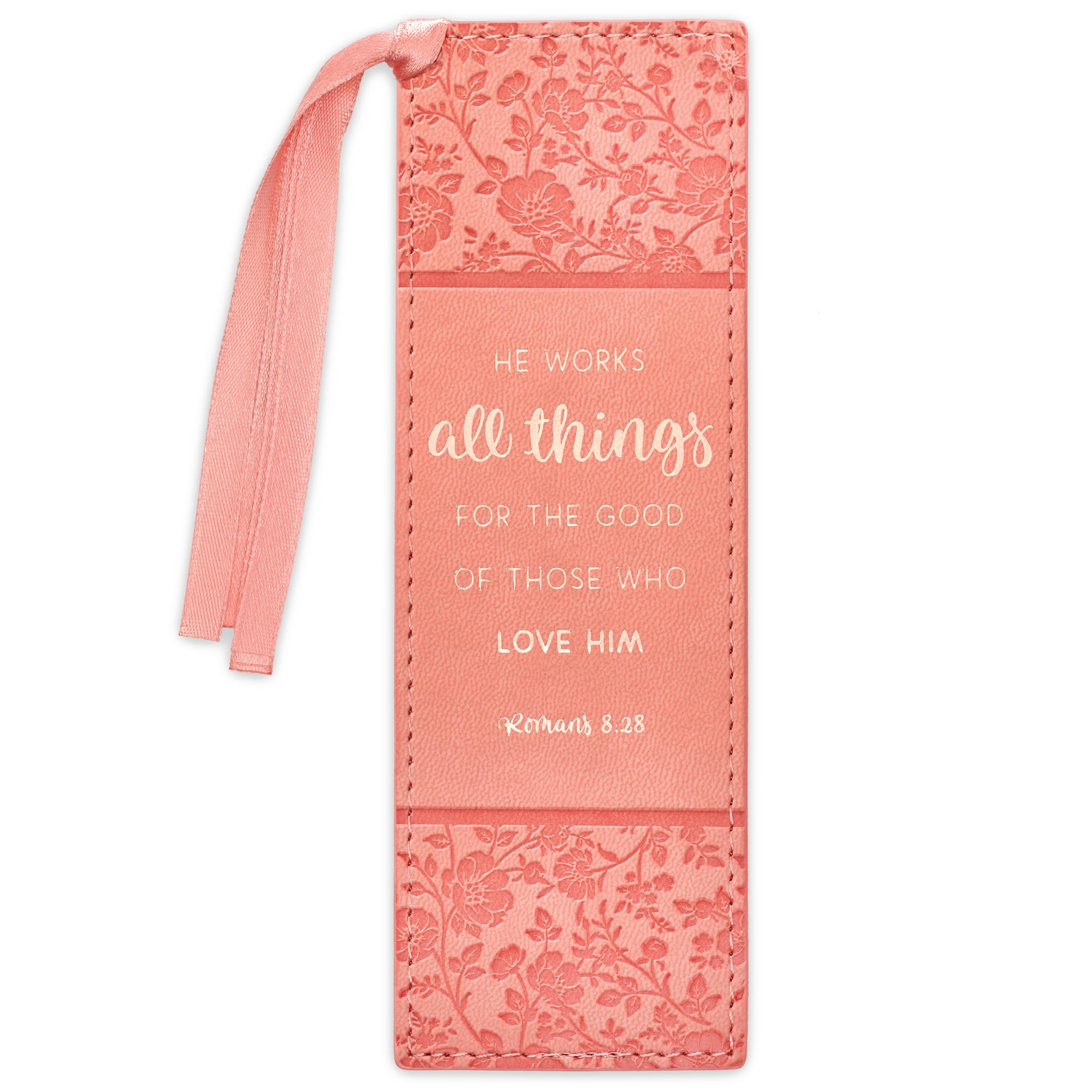 Christian Art Gifts Faux Leather Bookmark for Women: He Works All Things