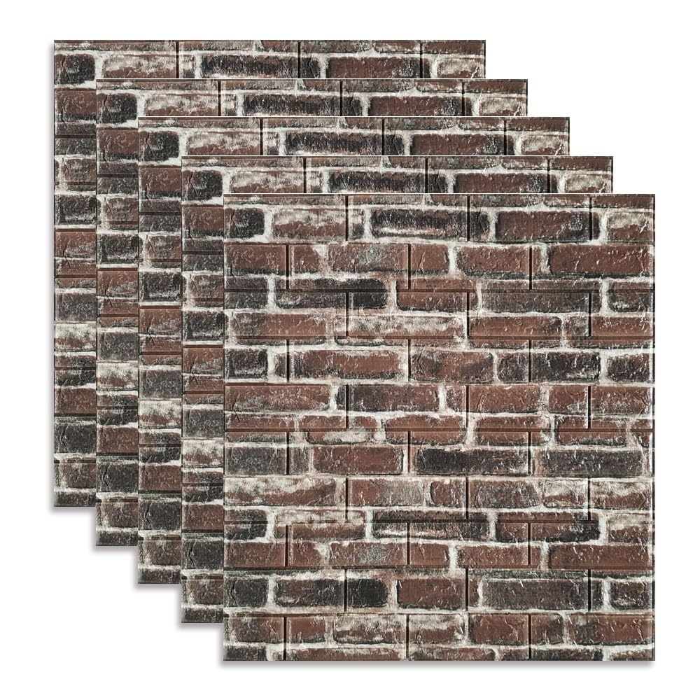 5 pezzi pannelli murali 3D 77x70 cm staccare e incollare mattoni fai da te adesivi murali 3D autoadesivi for la camera da letto impermeabile decorazioni for la casa carta da parati in mattoni di schiu