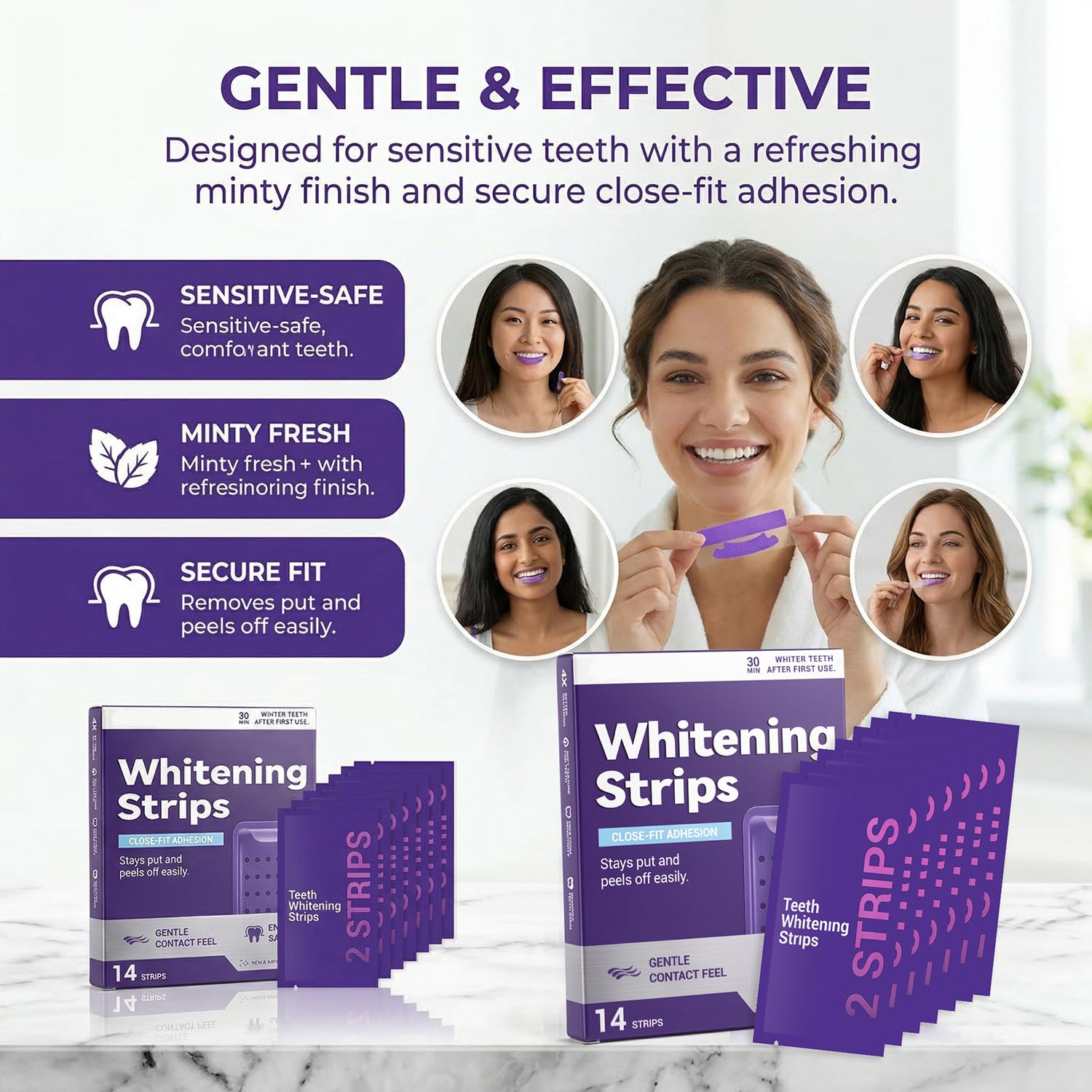 2 Box Purple Whitening Strips, Purple Teeth Whitening Strips, Removes Surface Stains, Effective Natural Shine, Enamel Safe, Portable for Daily Use - 4