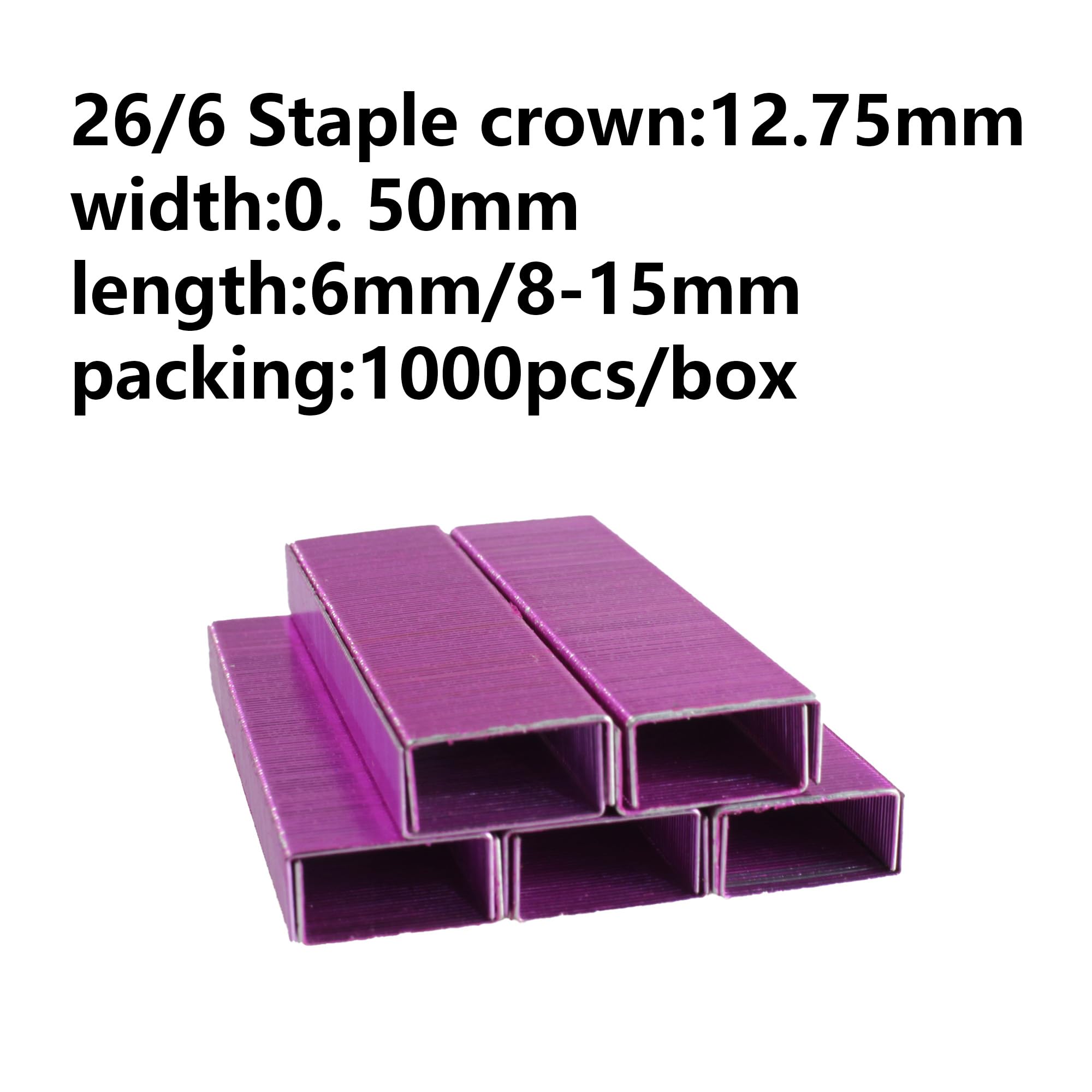 6000 farbige Heftklammern, Dokumentenbindung, Galvanik, kreatives Nadel-Set für 26/6 Standard-Schreibtischhefter, 1000 Stück pro Packung, insgesamt 6 Stück (Rosa, 6 Stück)