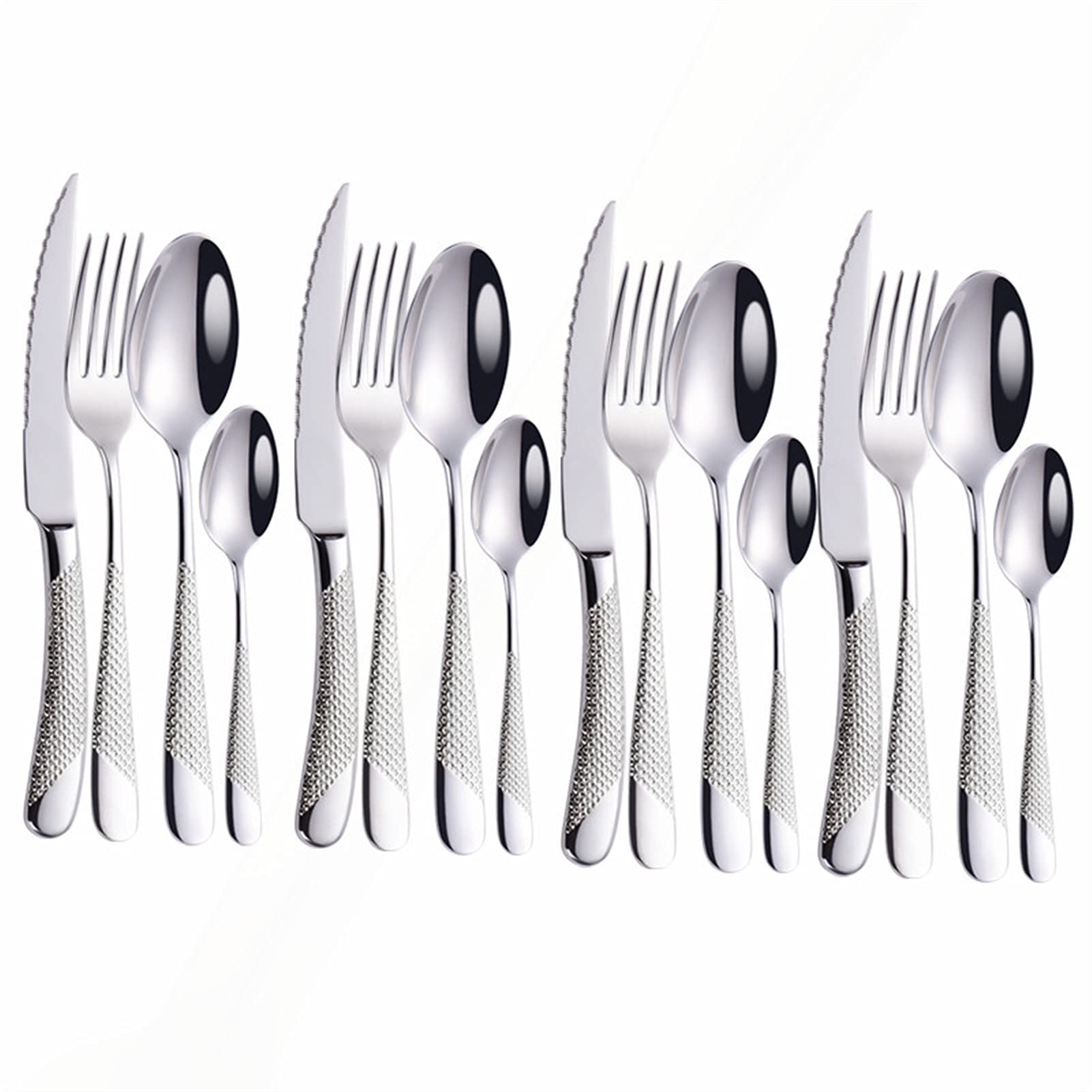 Küche Silber Geschirr Edelstahl Besteck Set Geschirr Spoon Gabelmesser Abendessen Set Geschirr (Color : Silver)