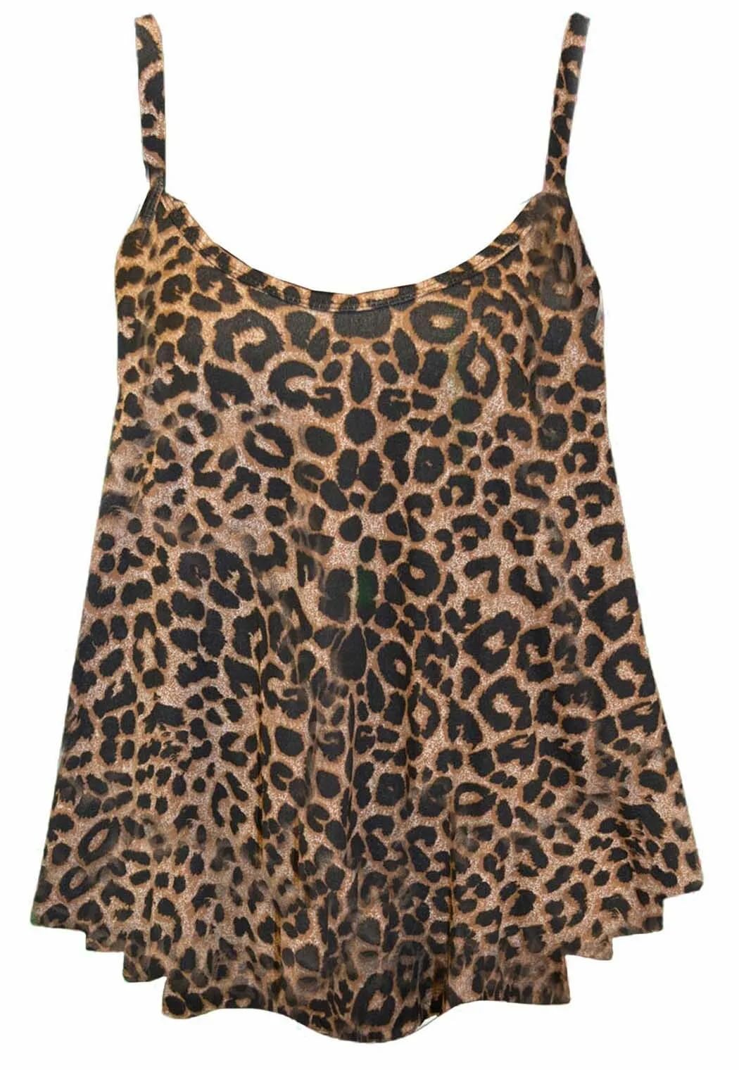 RIDDLED WITH STYLE Womens Plain Swing Cami Vest Sleeveless Strappy Camisole Basic Top Ladies Plus Size Flared Top Summer Fashion Casual Tee Top Size UK 8-30