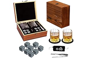 Silent Auction Gift Idea: DIOXADOP Whiskey Glass Set with Granite Chilling Stones