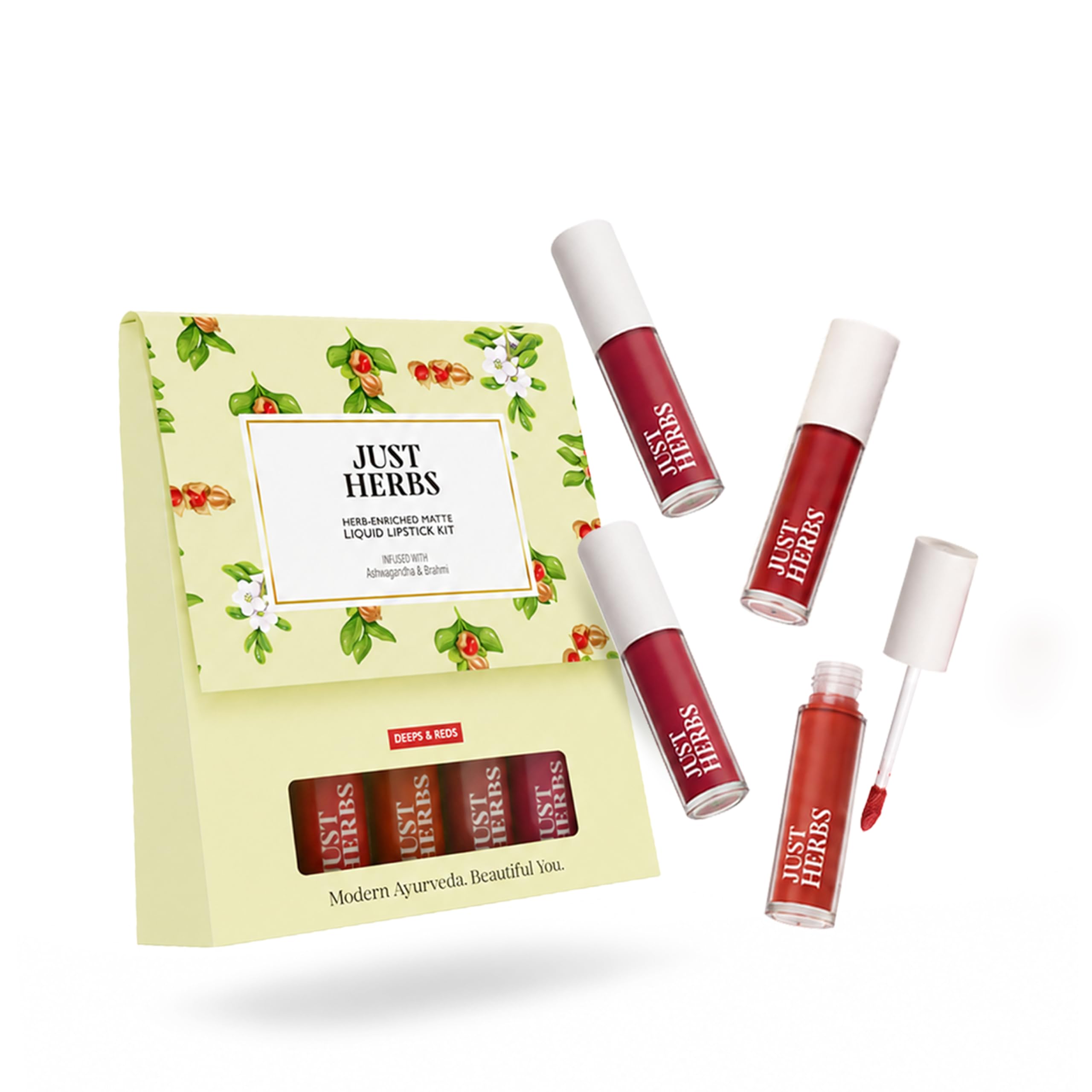 Just Herbs Herb Enriched Matte Liquid Lipstick | Set of 4 | Ayurvedic Lipstick for Women | Hydrating & Lightweight | Long Lasting (Deeps and Reds)-picture-17